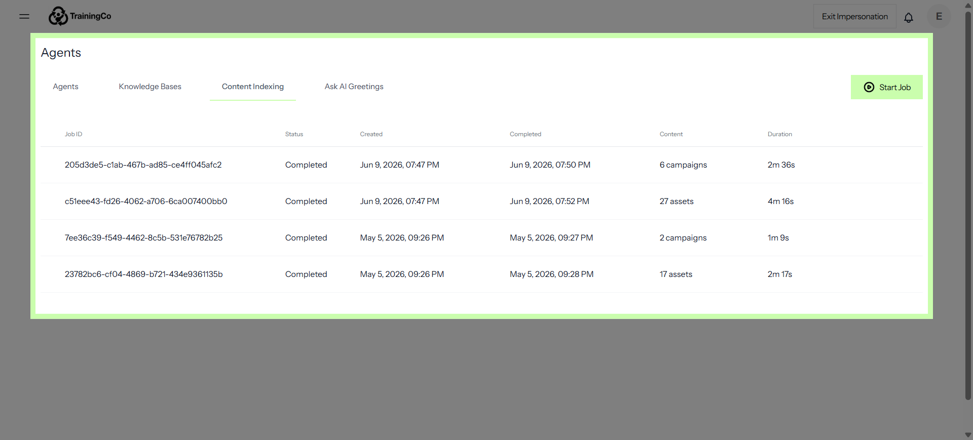 The Content Indexing Tab