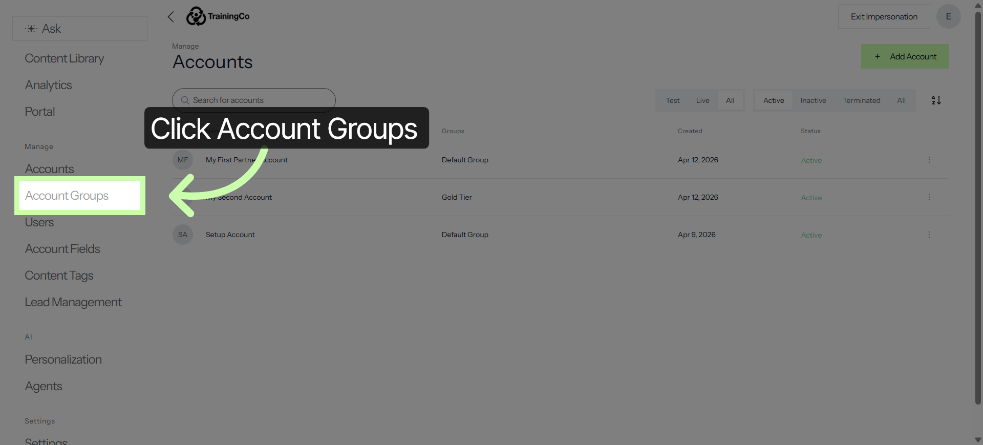 Access Account Groups