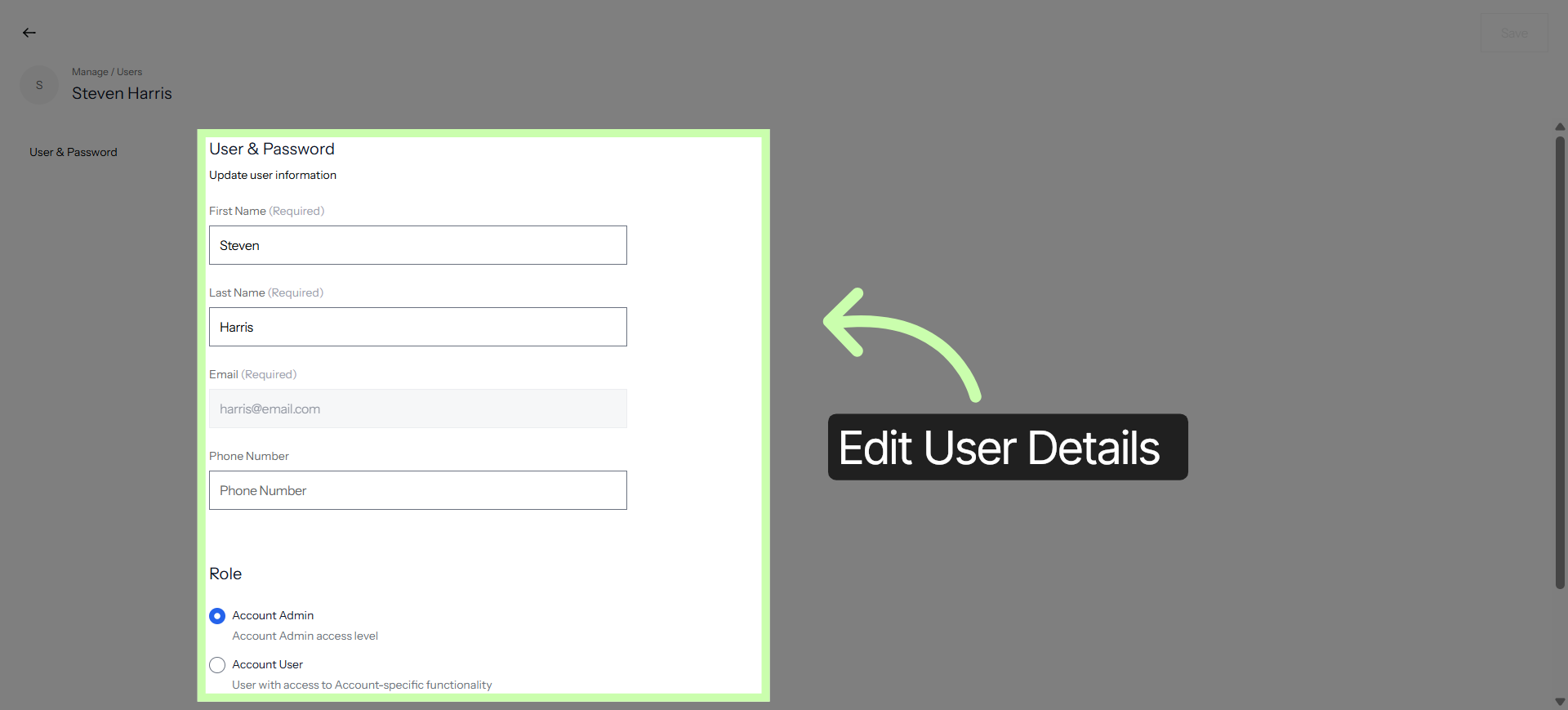 Edit User Details