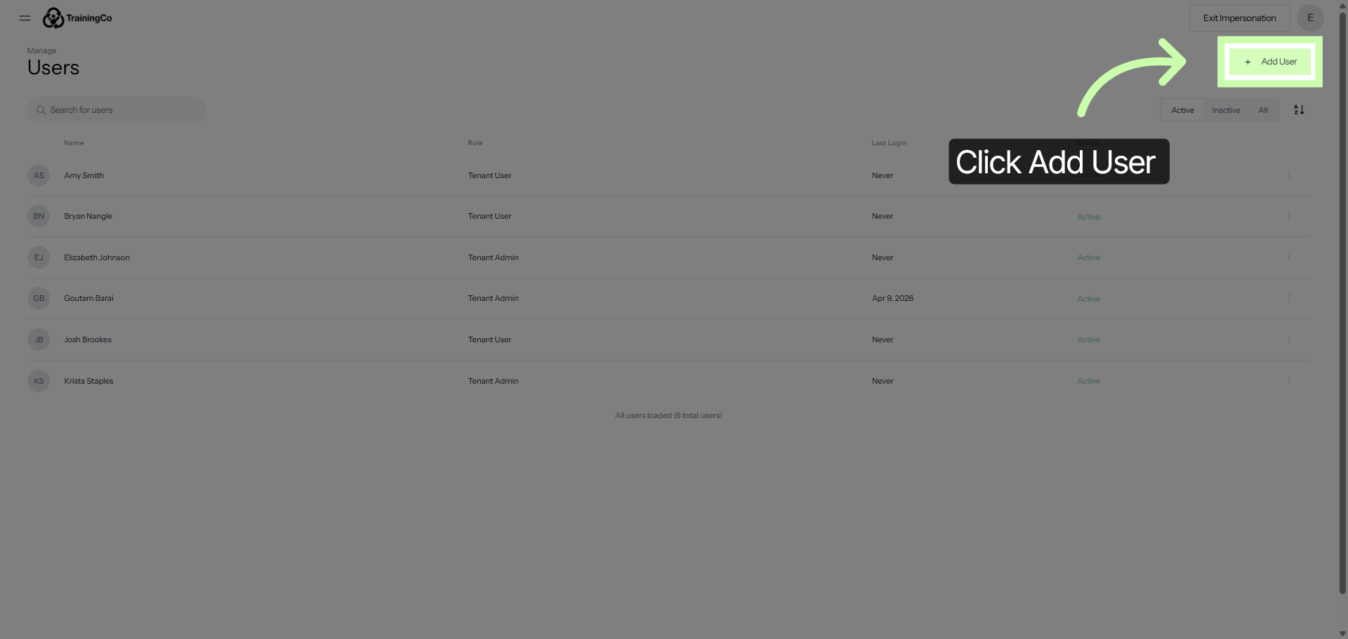 Open Add User Form