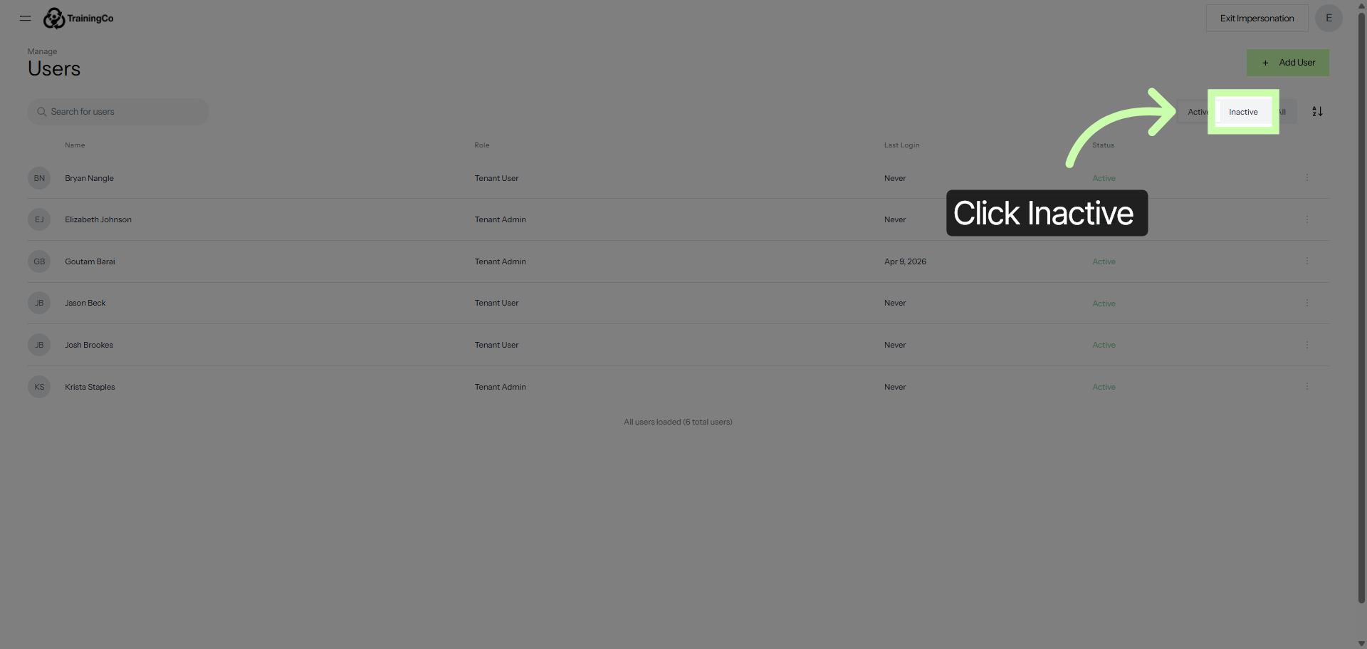 Set User Status to Inactive