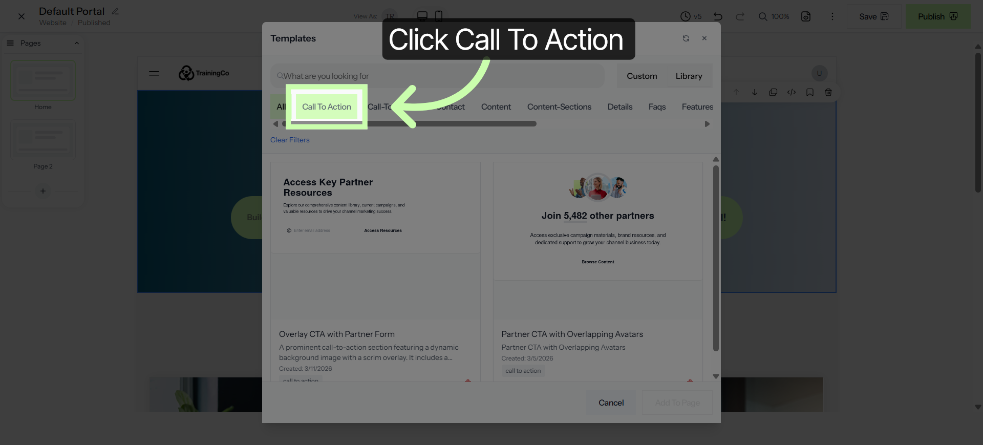 Select Call To Action