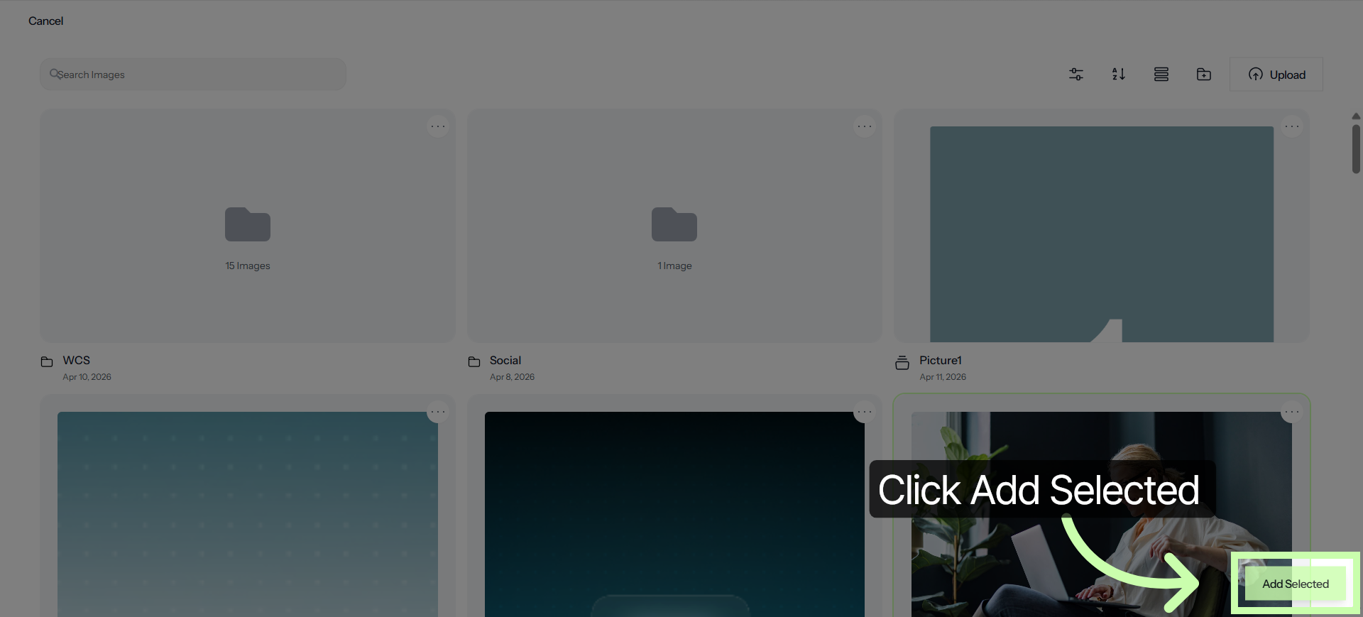 Add Selected Content
