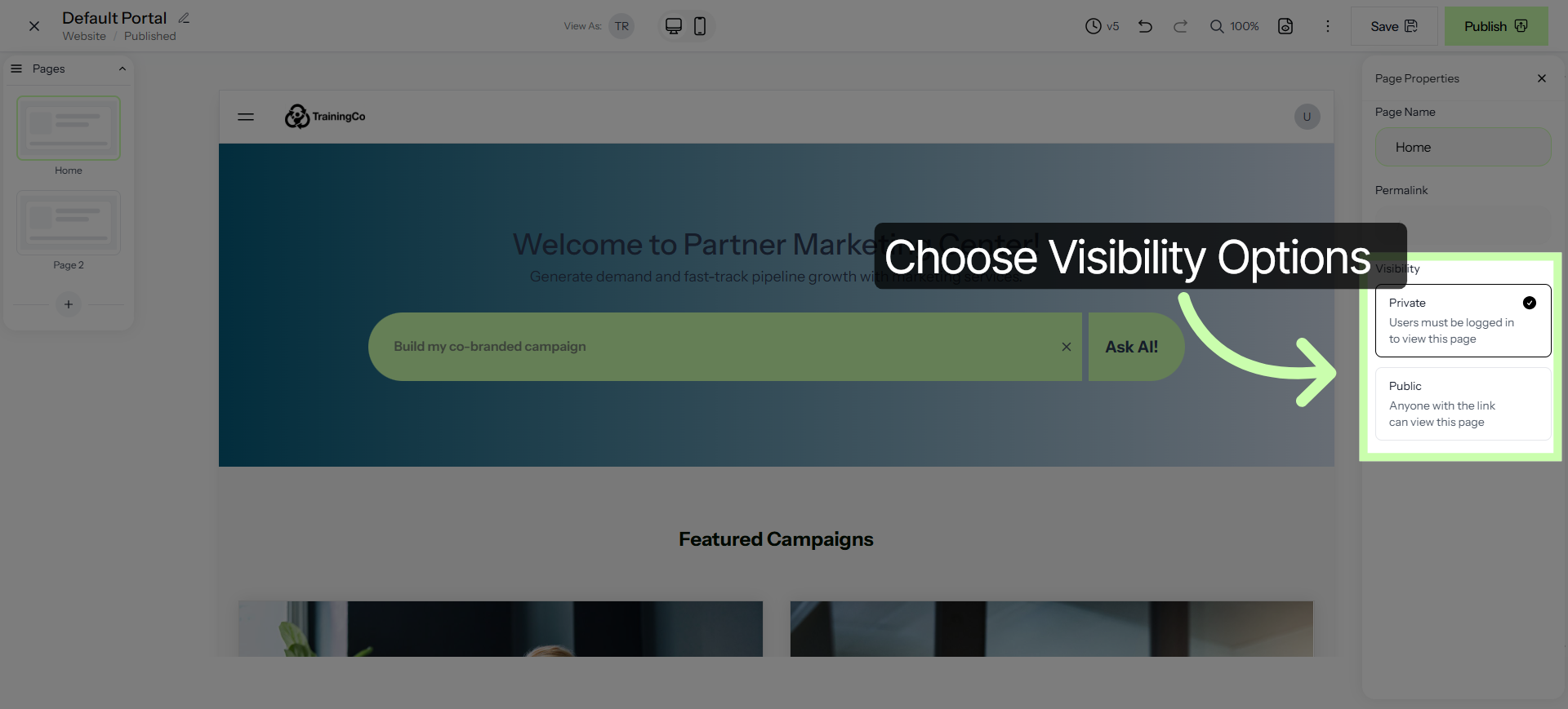 Set Page Visibility