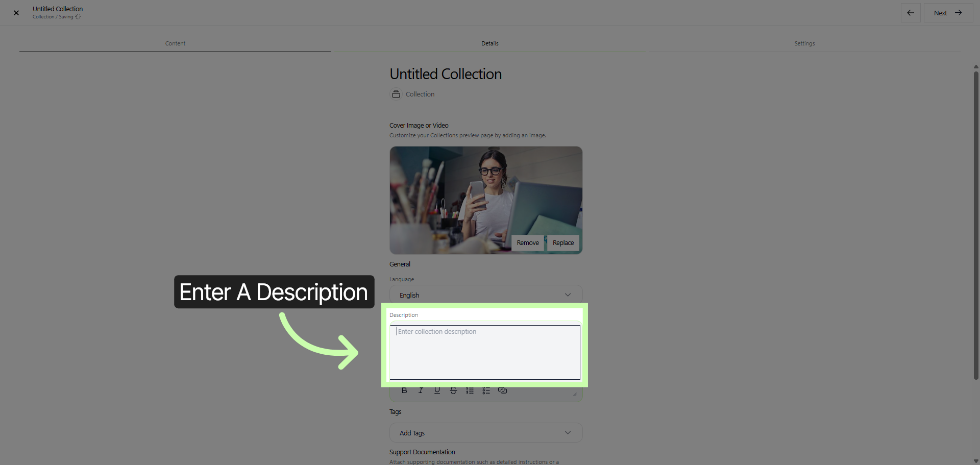 Edit Collection Details