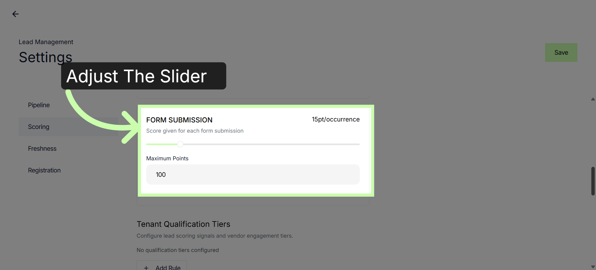 Modify Lead Scoring Parameters