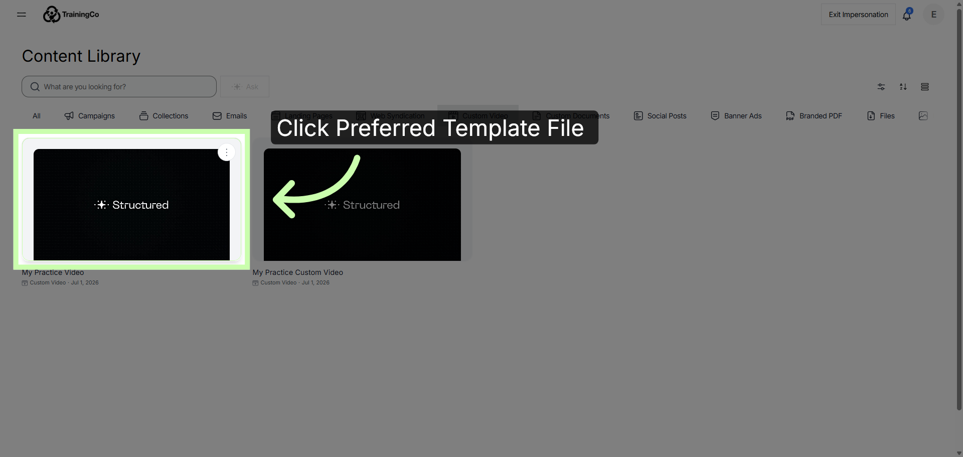 Open Video Creation Menu