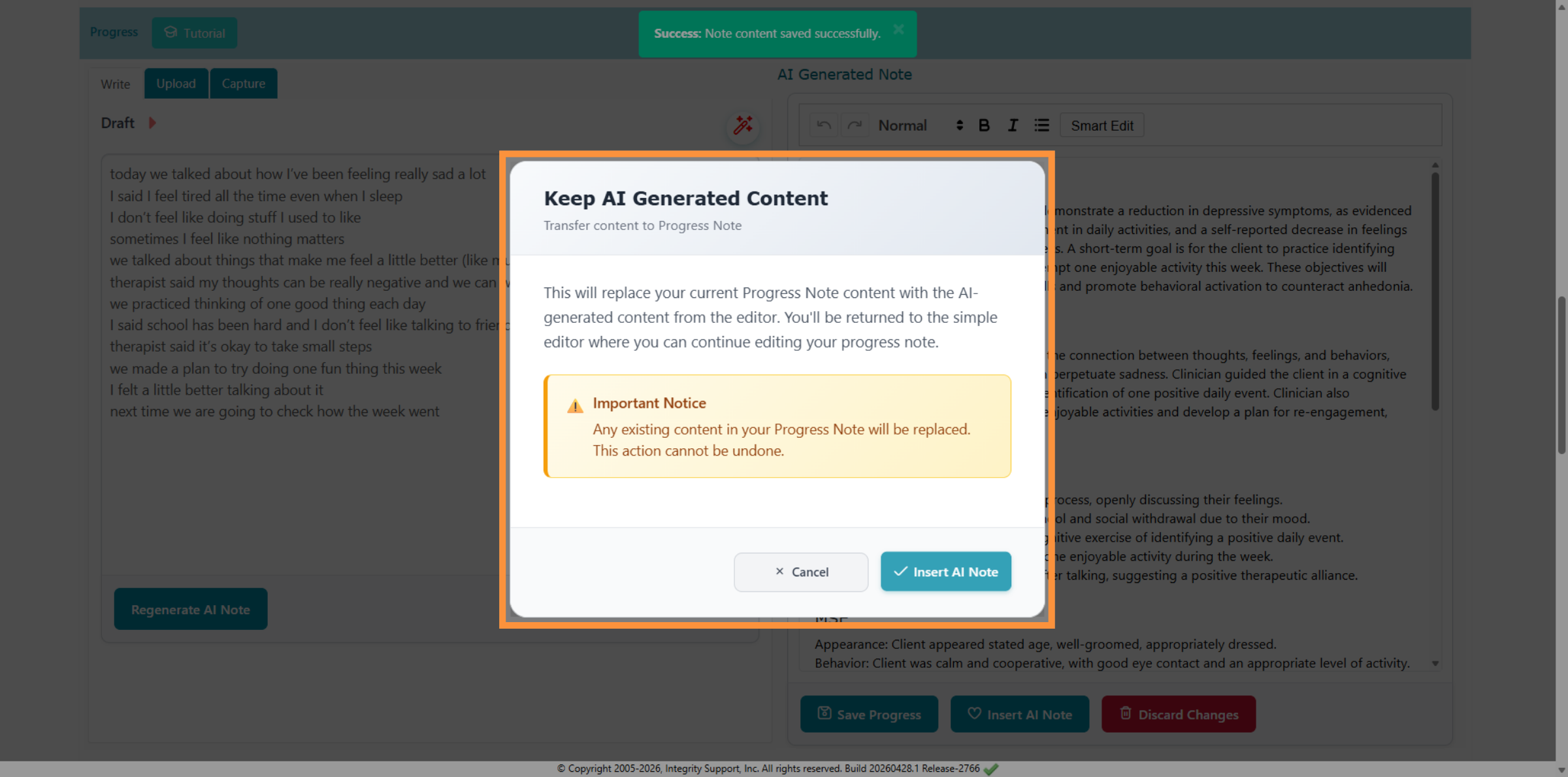 Confirm AI Note Insertion
