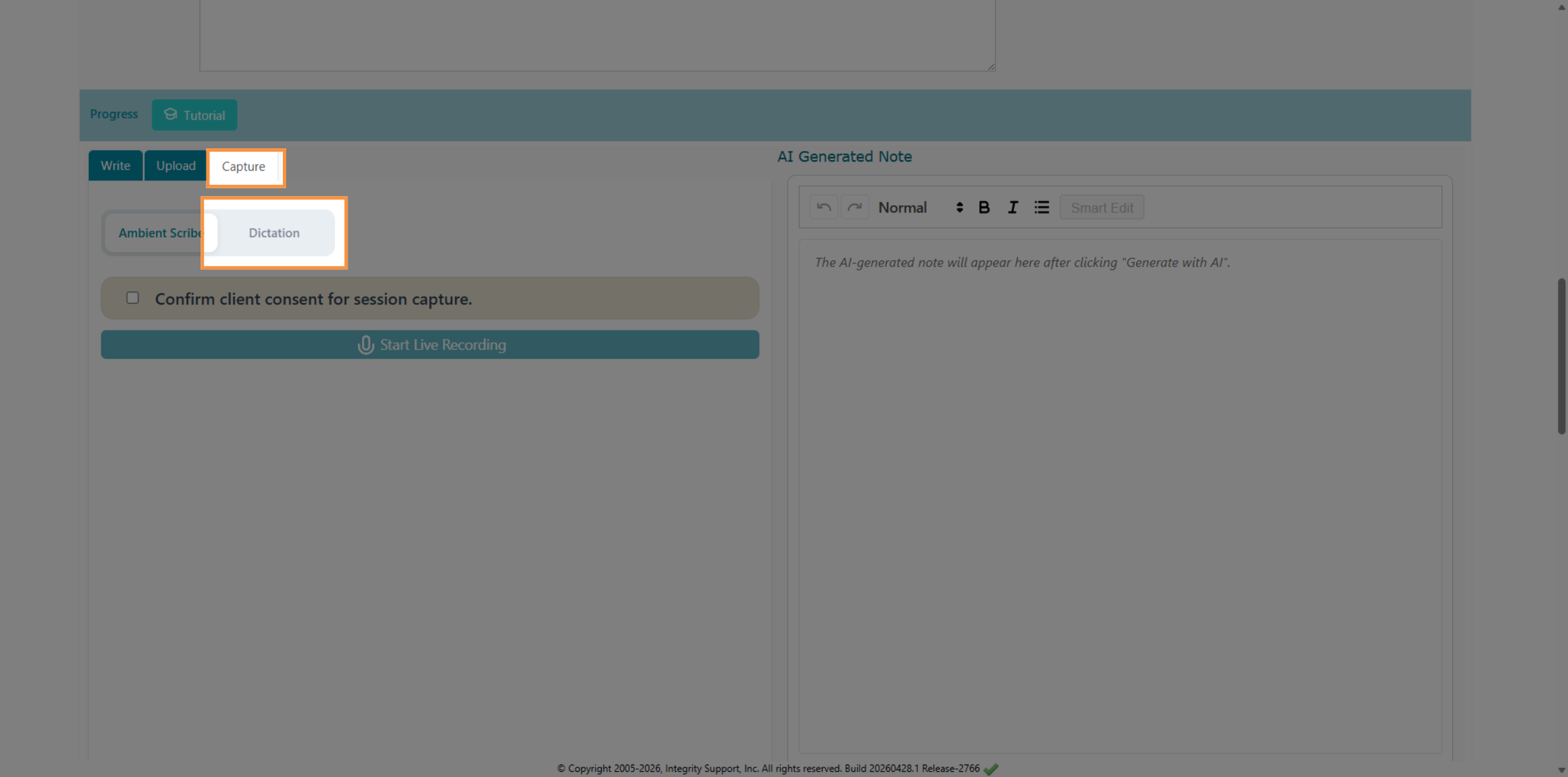 Open Dictation Feature