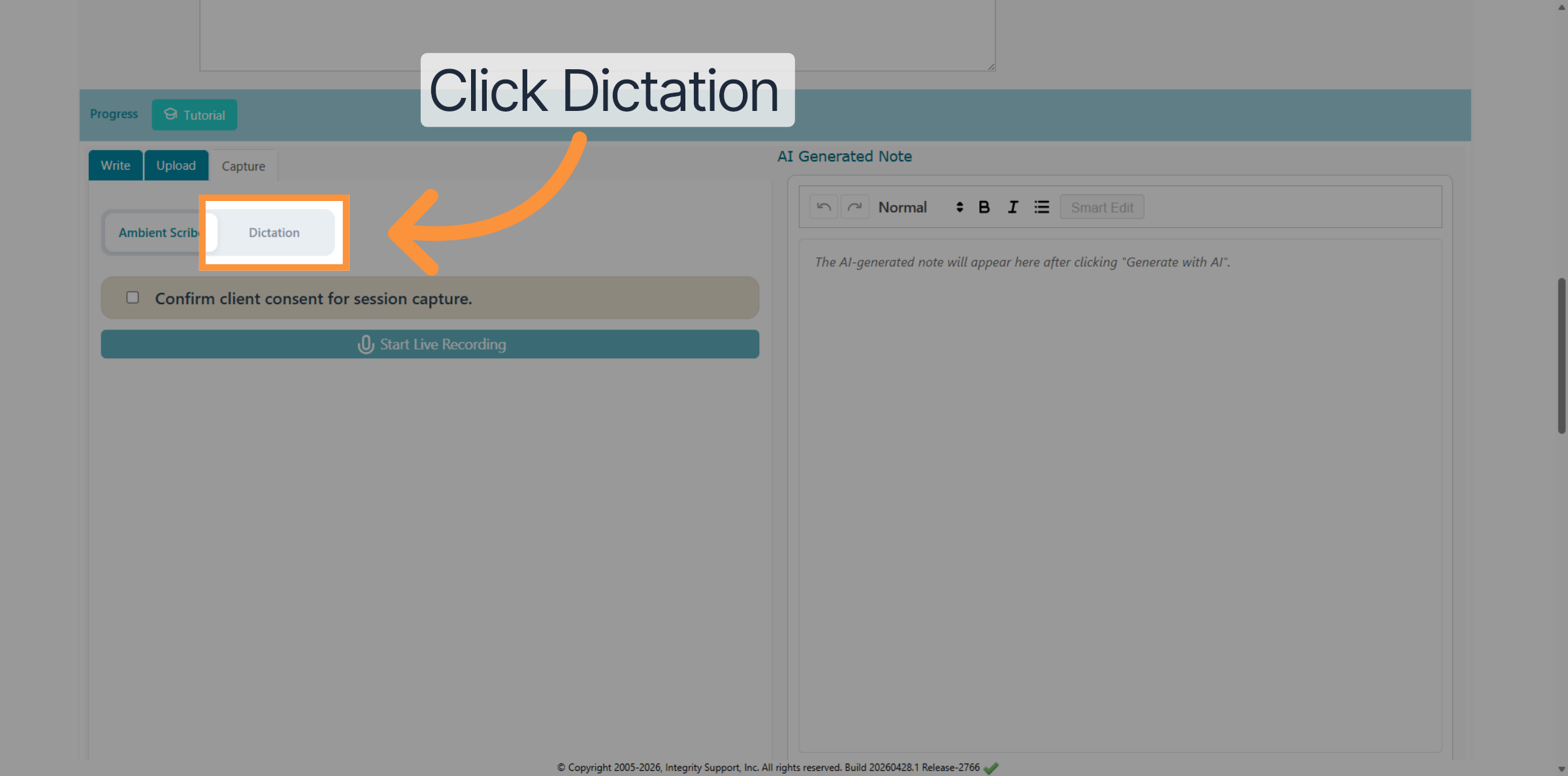 Open Dictation Feature