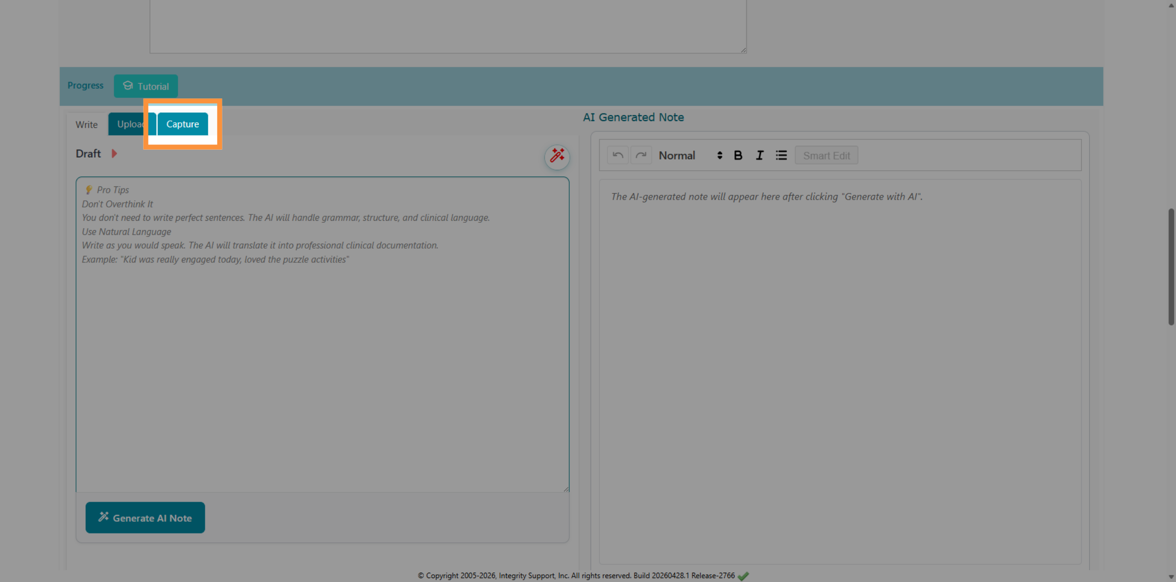 Capture Progress Note