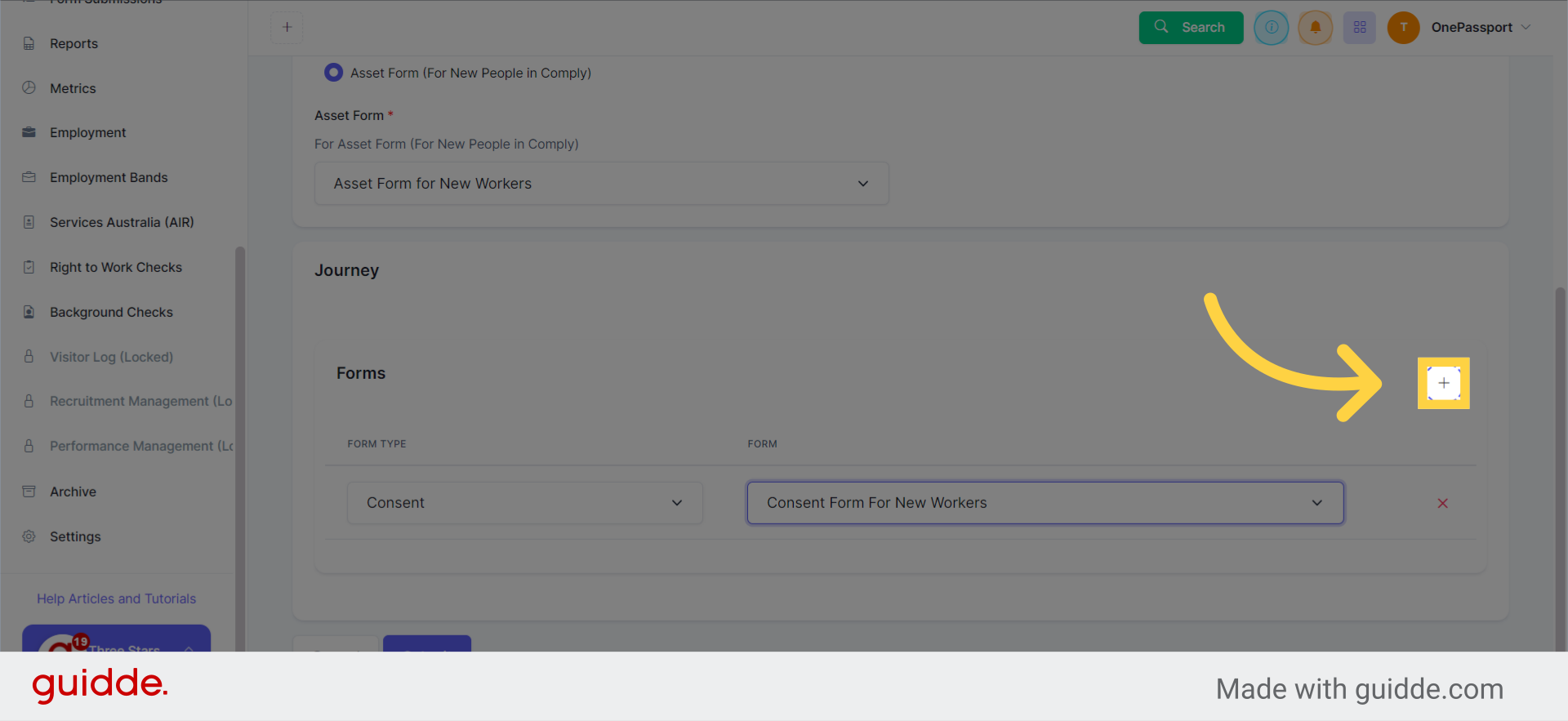 Click the plus button to include another form