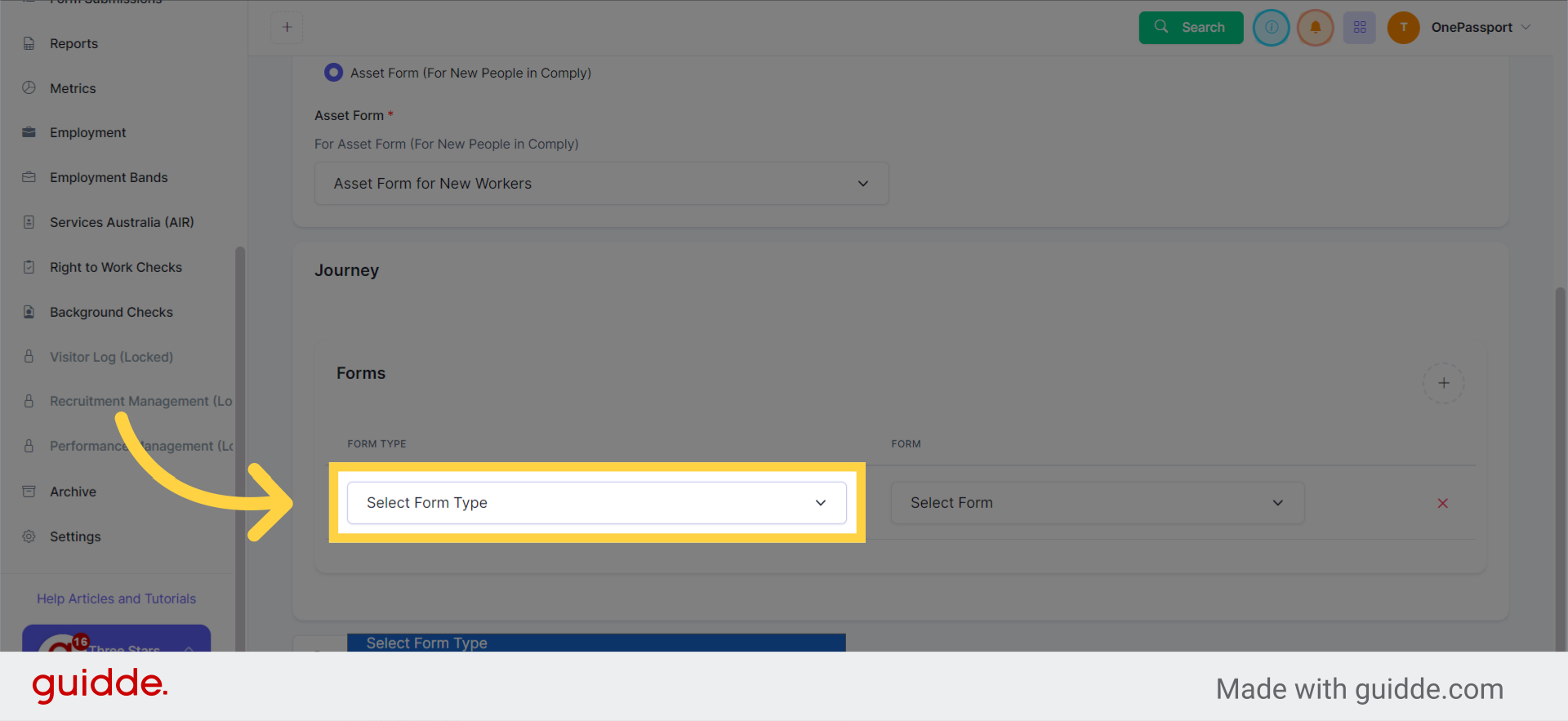 Click 'Select Form Type' and choose from Consent/ Dynamic/ Grade/ Immunisation'