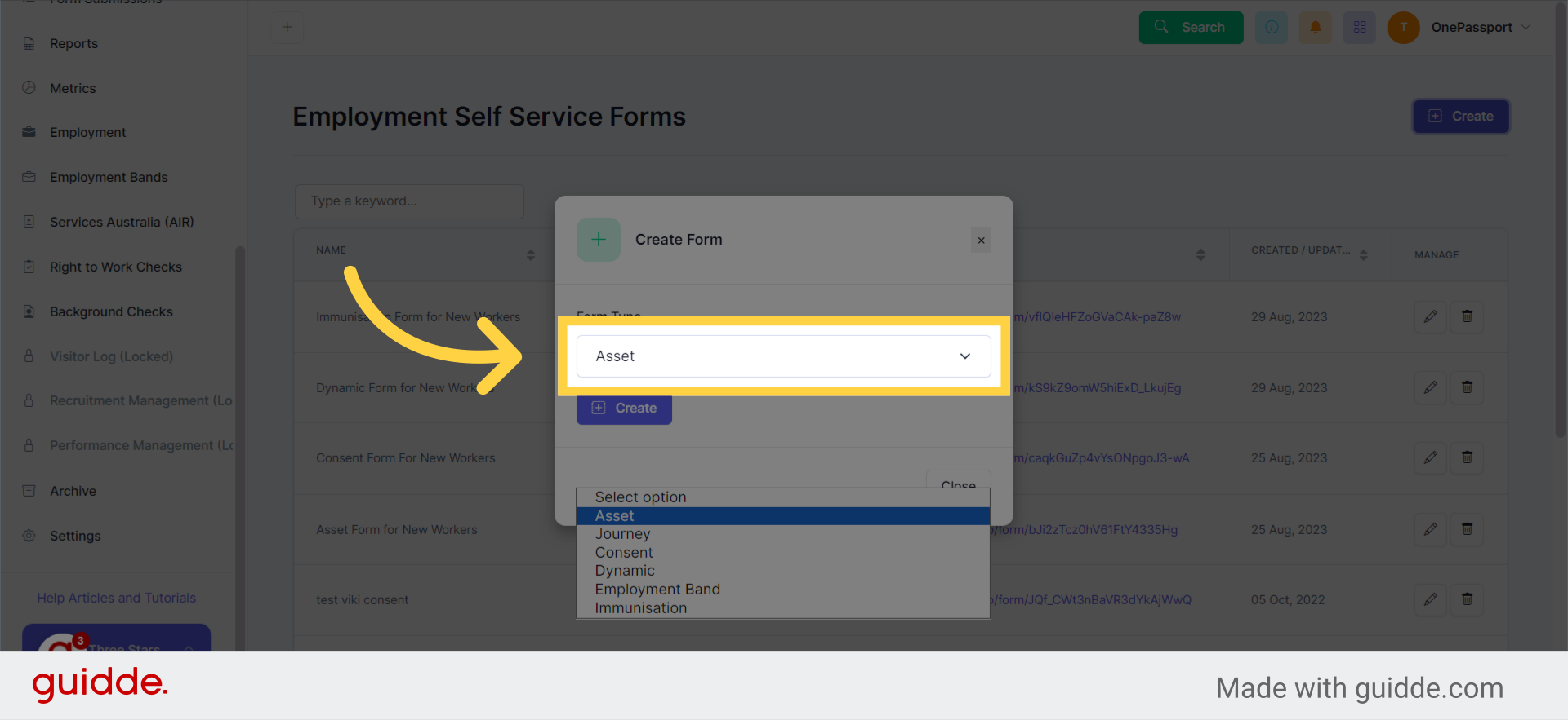 Select 'Journey' for the Form Type