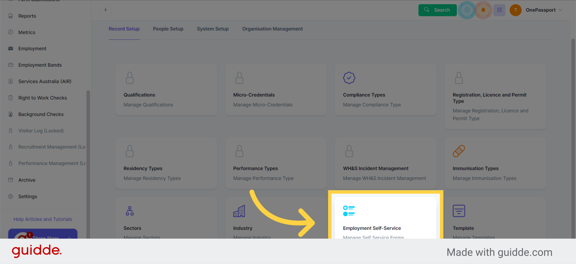 Click 'Employment Self-Service Manage Self Service Forms'