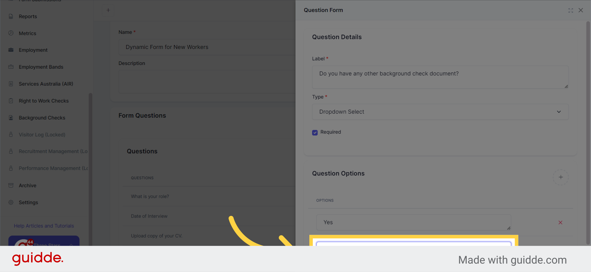 For example, fill 'No' for the second option