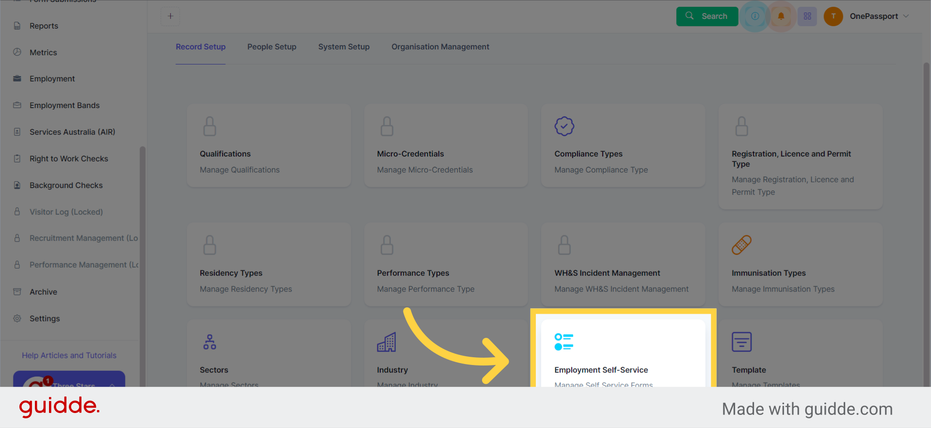 Click 'Employment Self-Service Manage Self Service Forms'