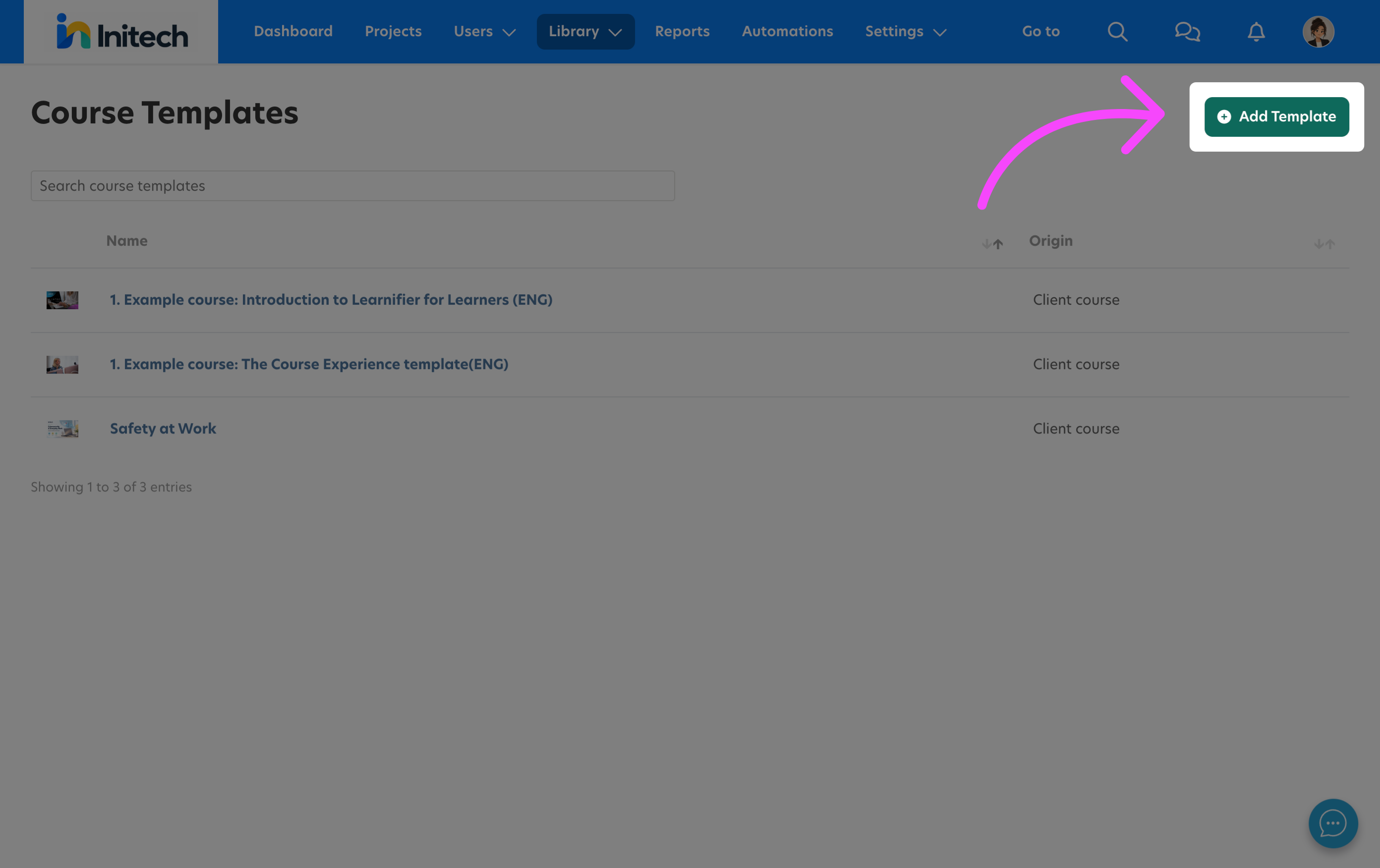 Create a new course template in Learnifier
