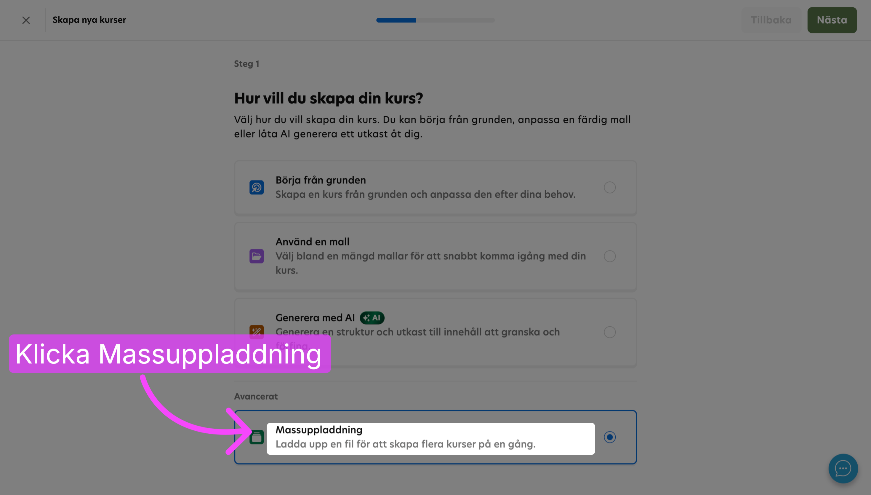 Välj Massuppladdning