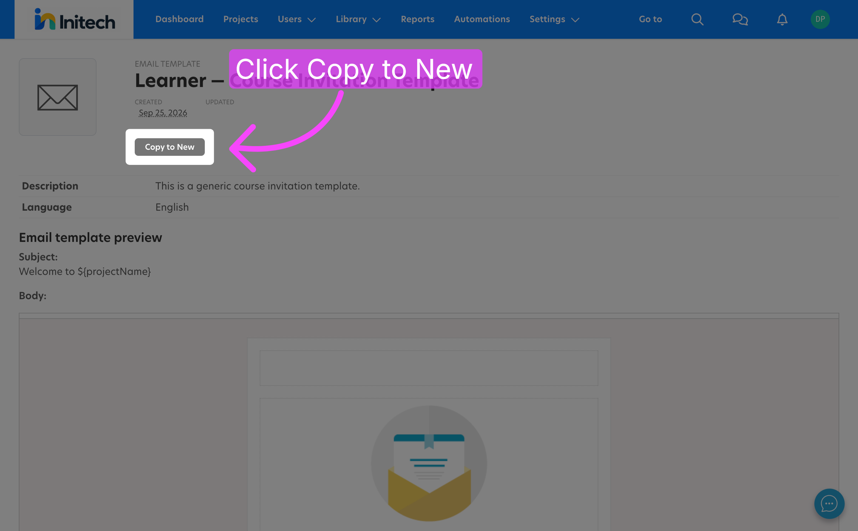 Duplicate an existing email template in Learnifier