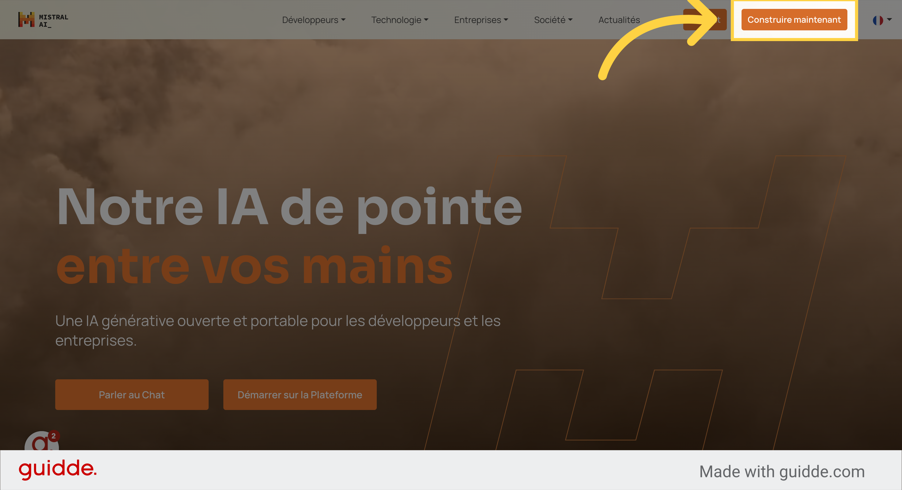 Cliquez sur 'Construire maintenant'