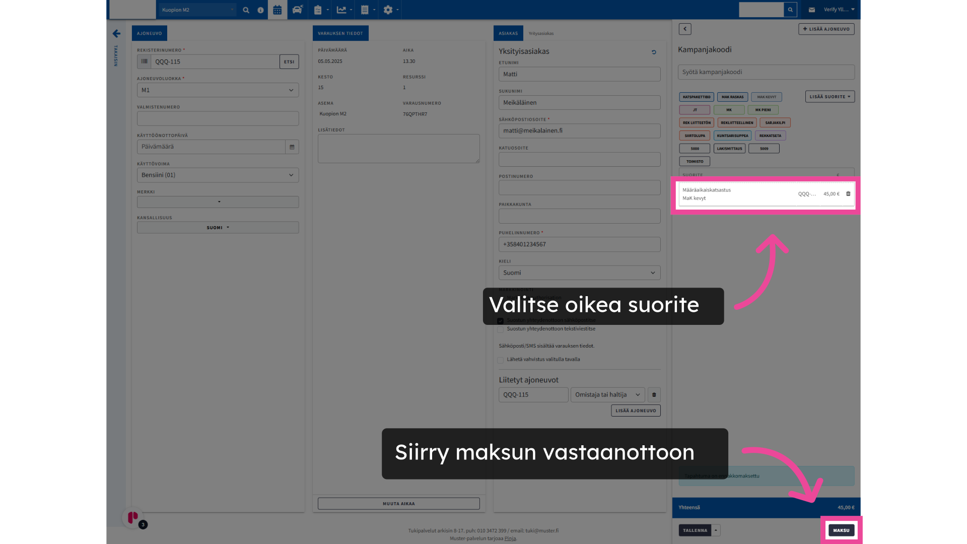 Valitse oikea suorite
