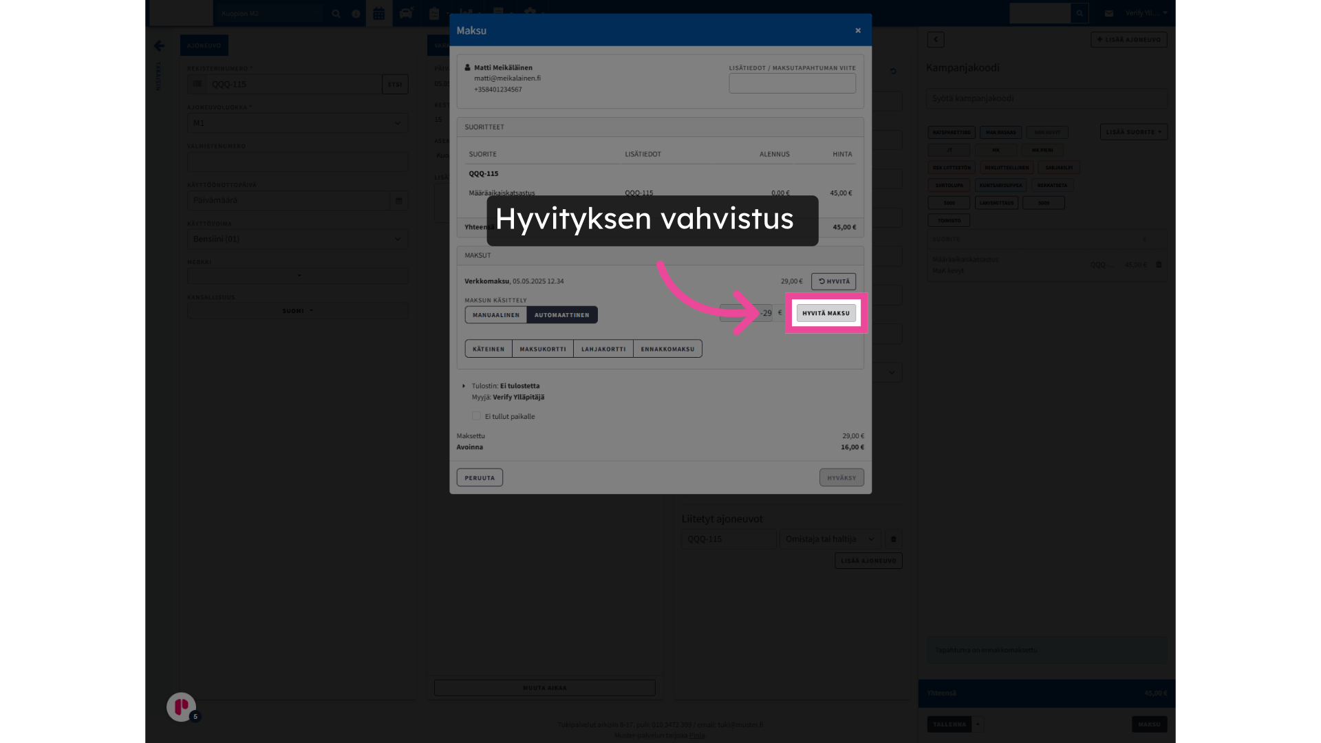 Hyvityksen vahvistus