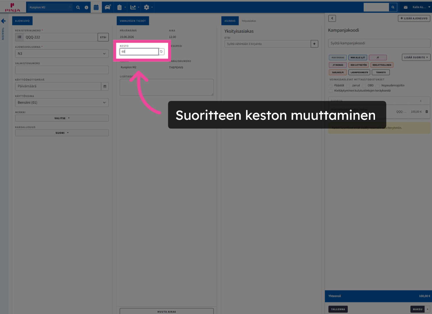 Suoritteen keston muuttaminen