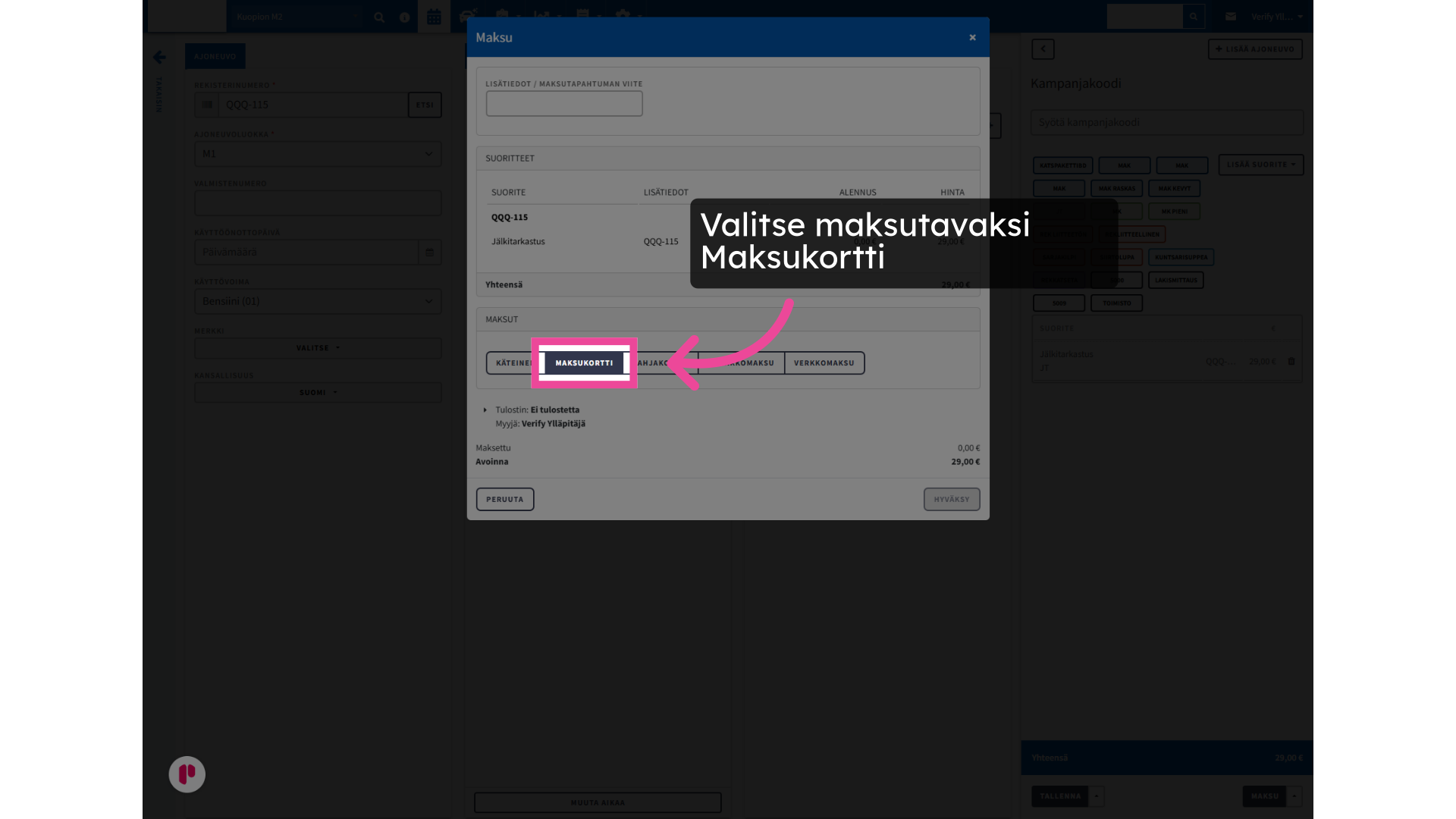 Valitse maksutavaksi Maksukortti