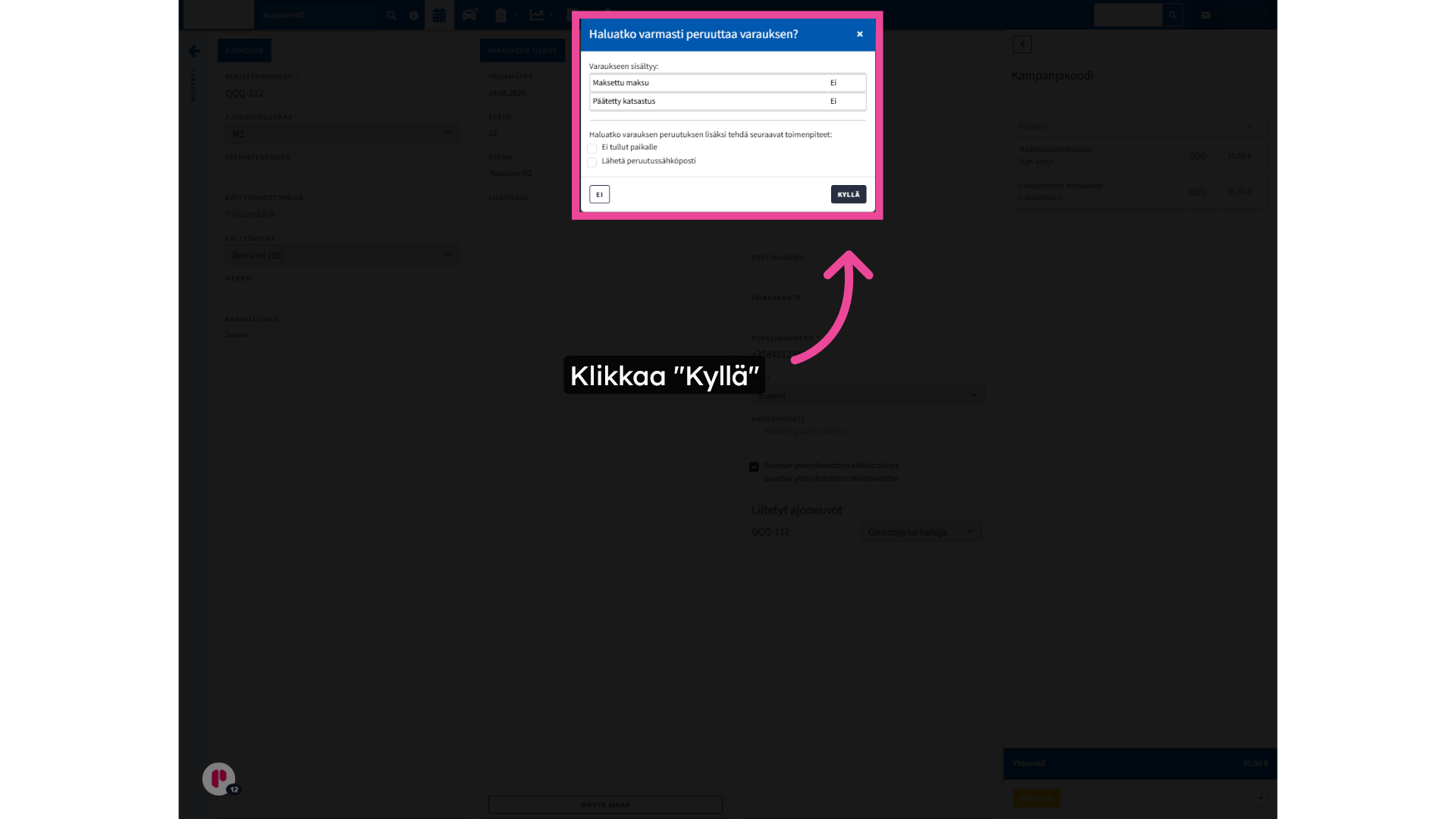 Klikkaa 'Kyllä'