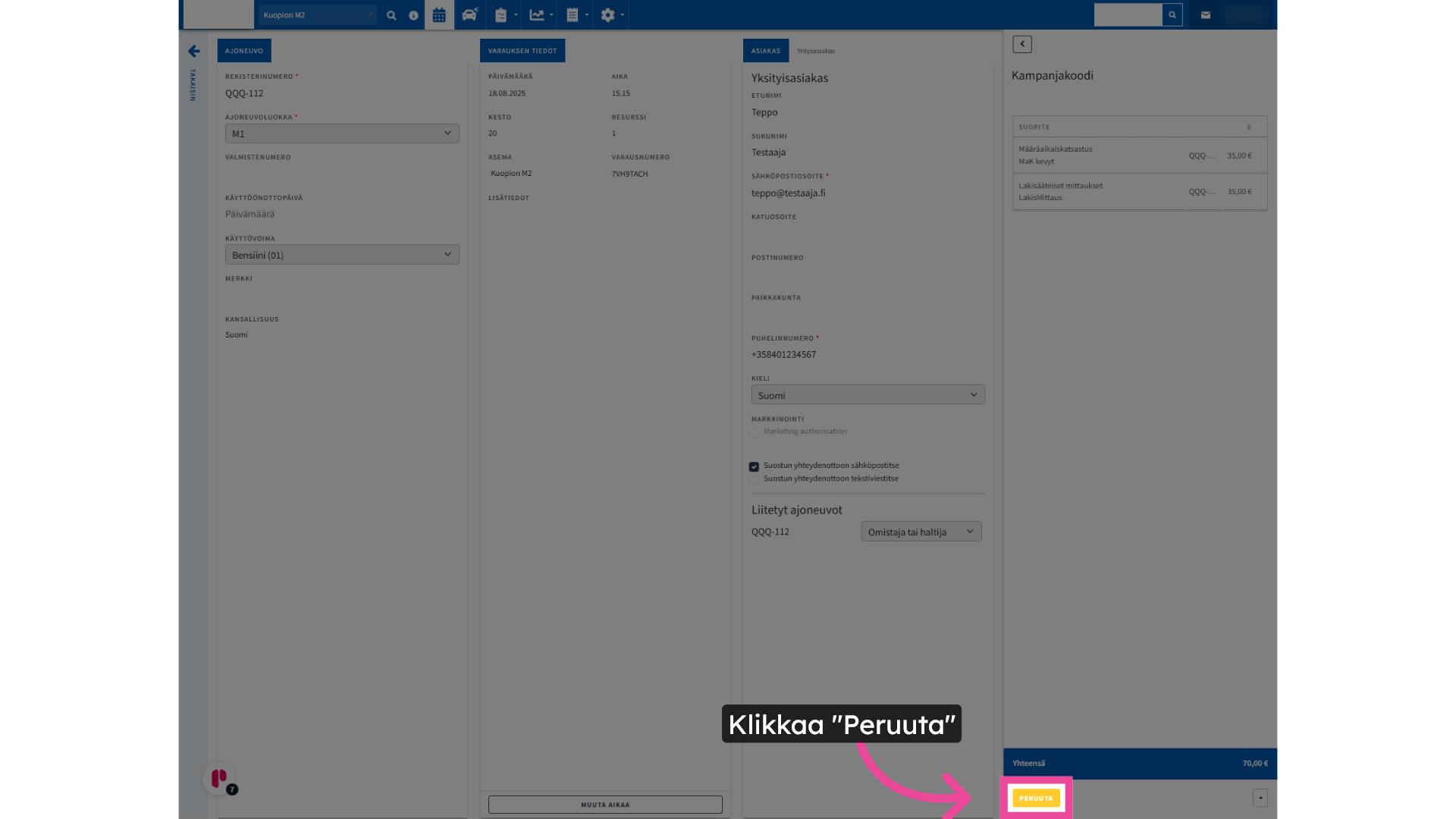 Klikkaa 'Peruuta'