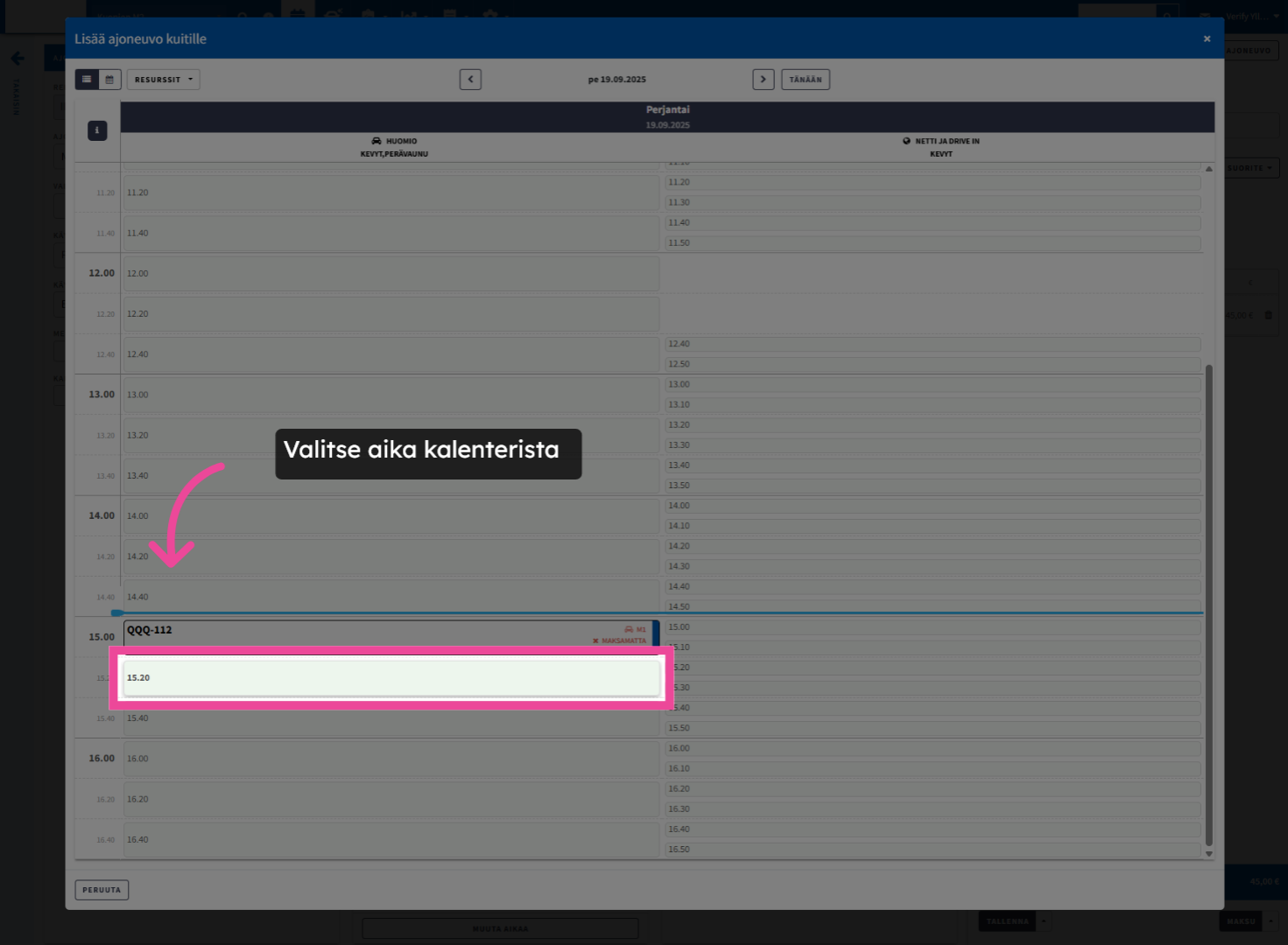 Valitse aika kalenterista