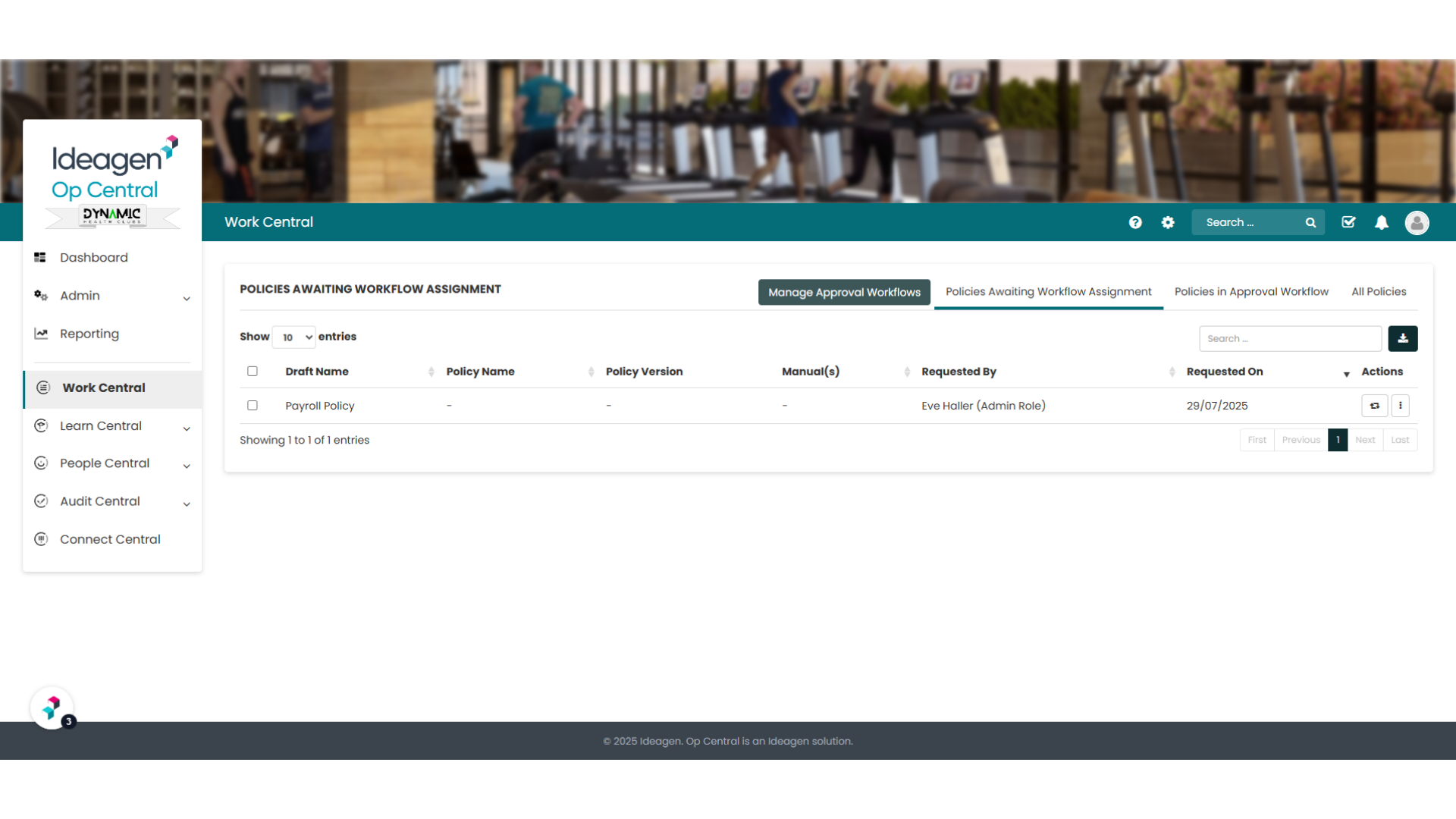 This is your Approval Workflows Menu.