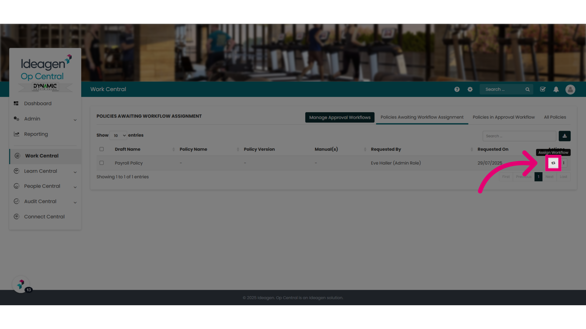 Assign a workflow to a policy