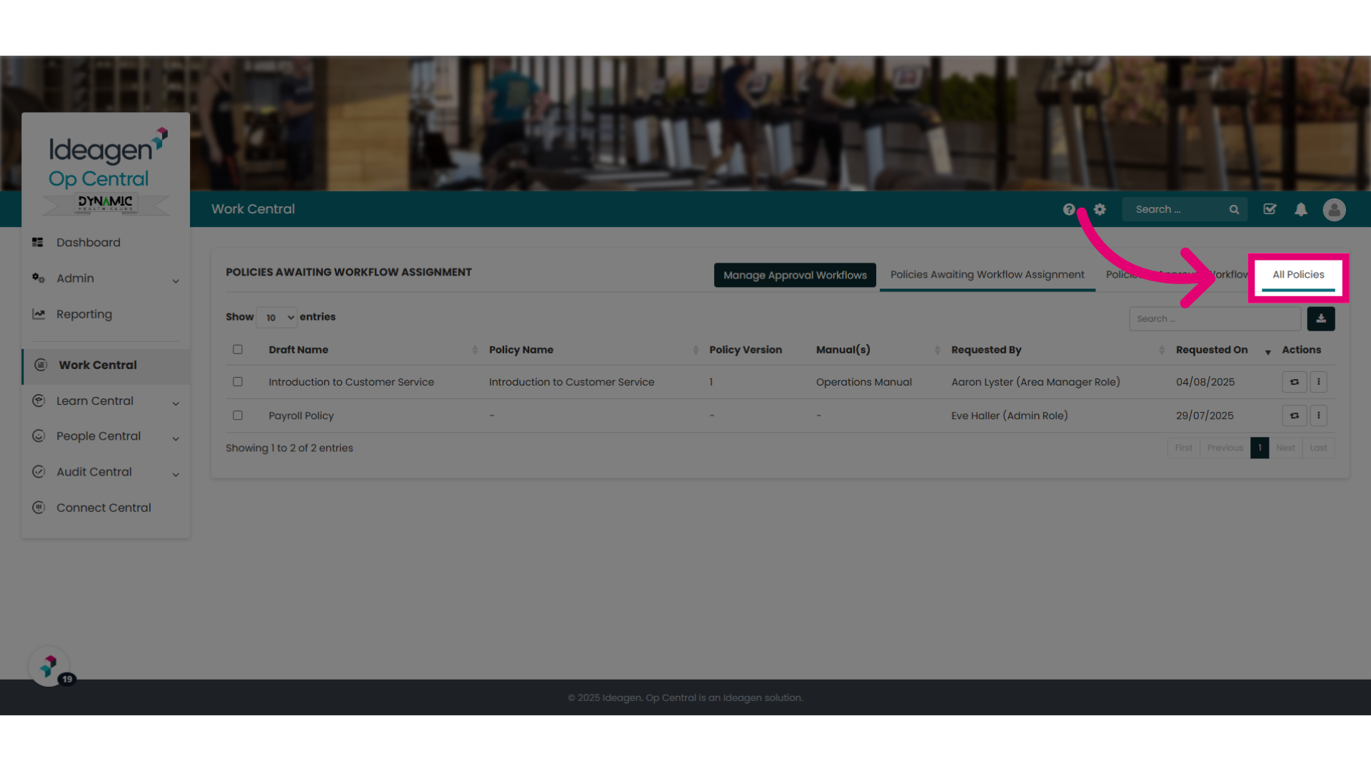 Navigate to the 'All Policies' tab