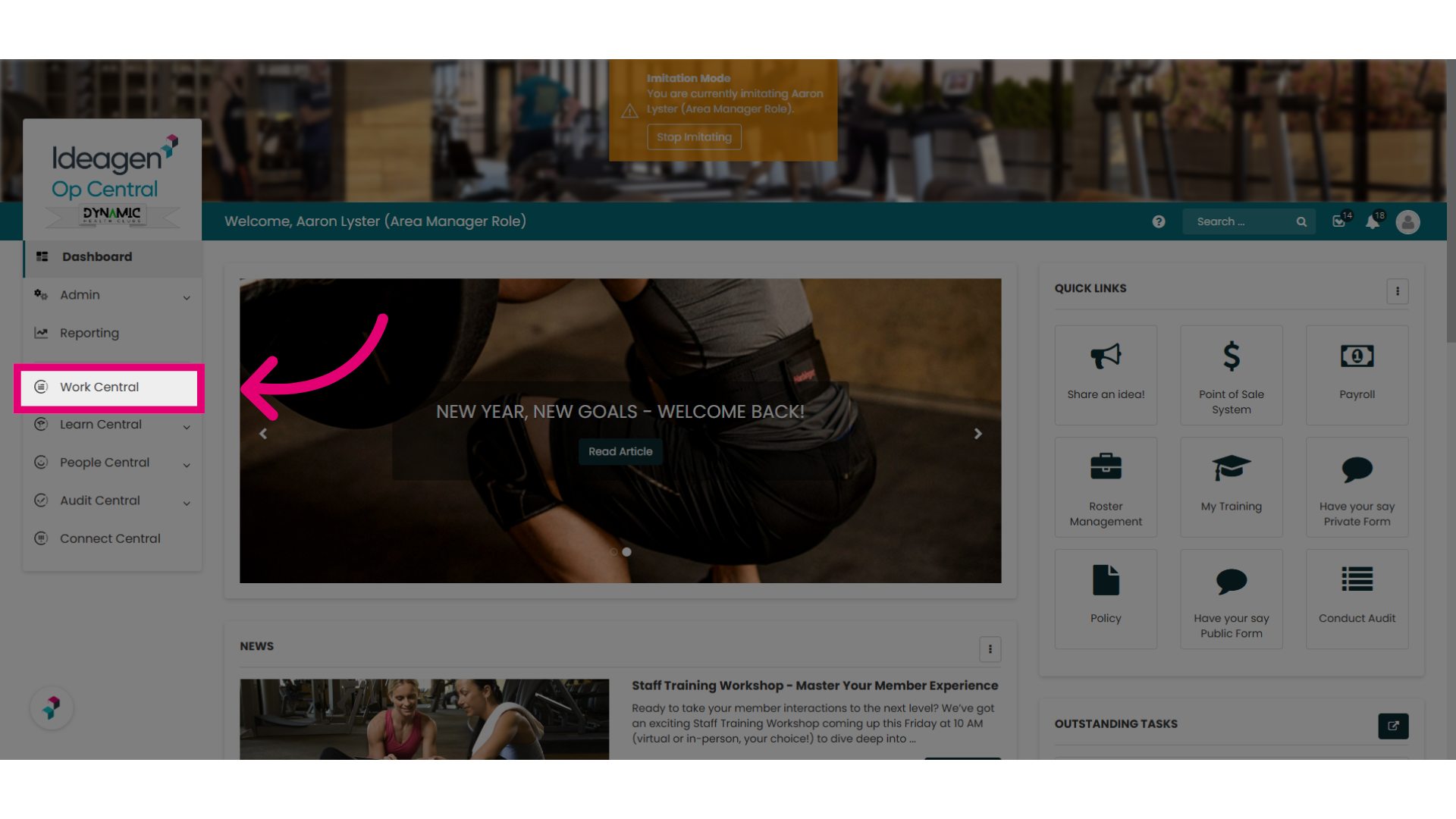Navigate to 'Work Central'