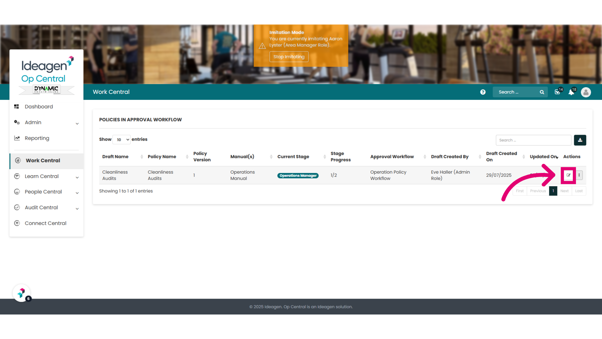 'Policies in Approval Workflow' page