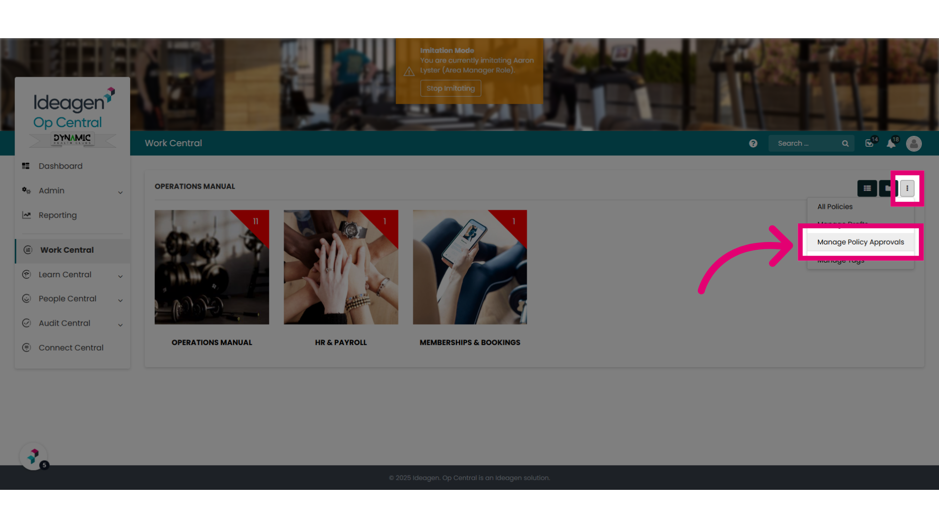 Or they can access the task via Work Central