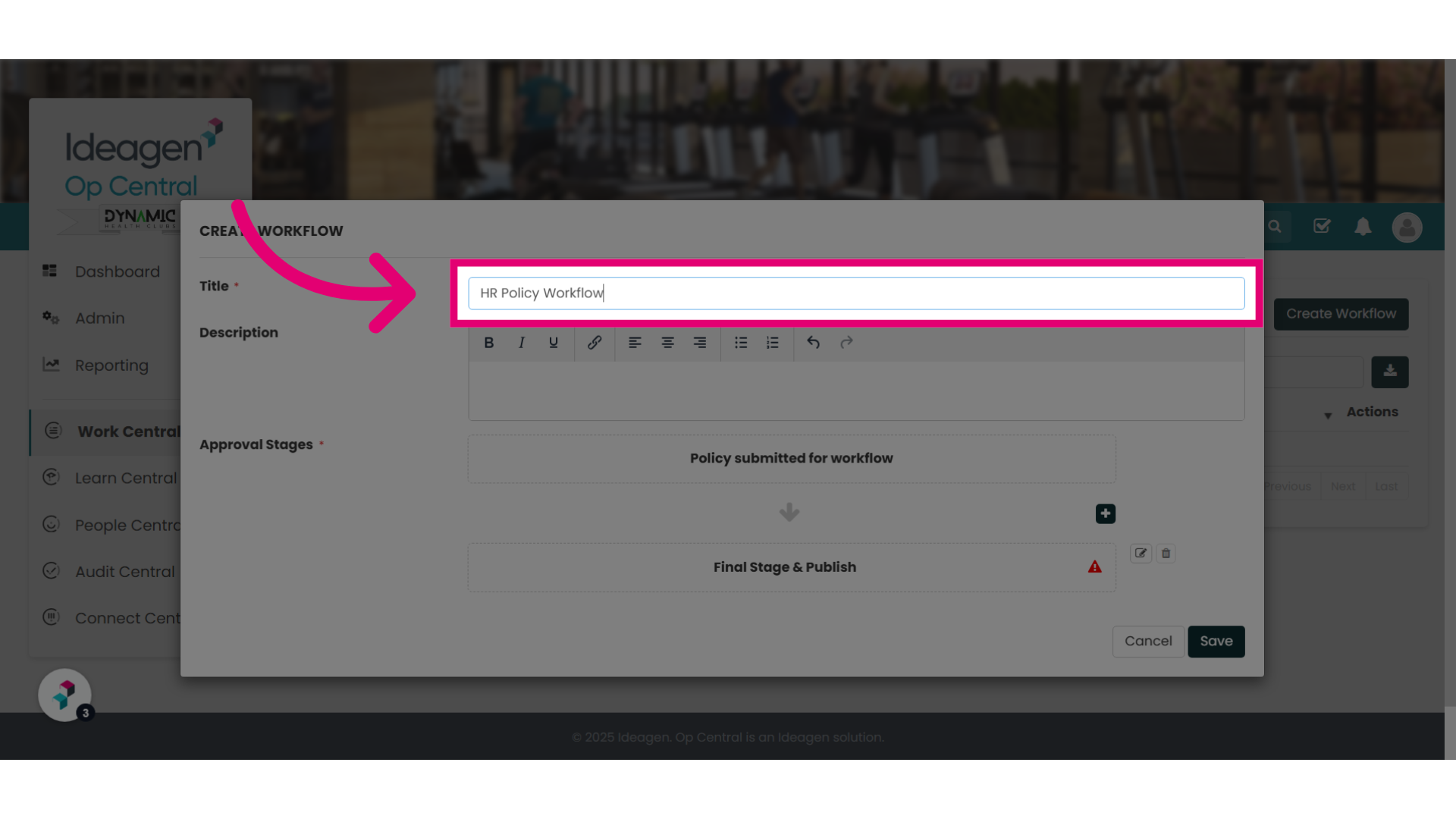 Enter a title for the workflow