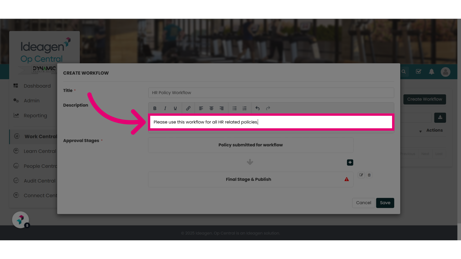 Give your workflow a description