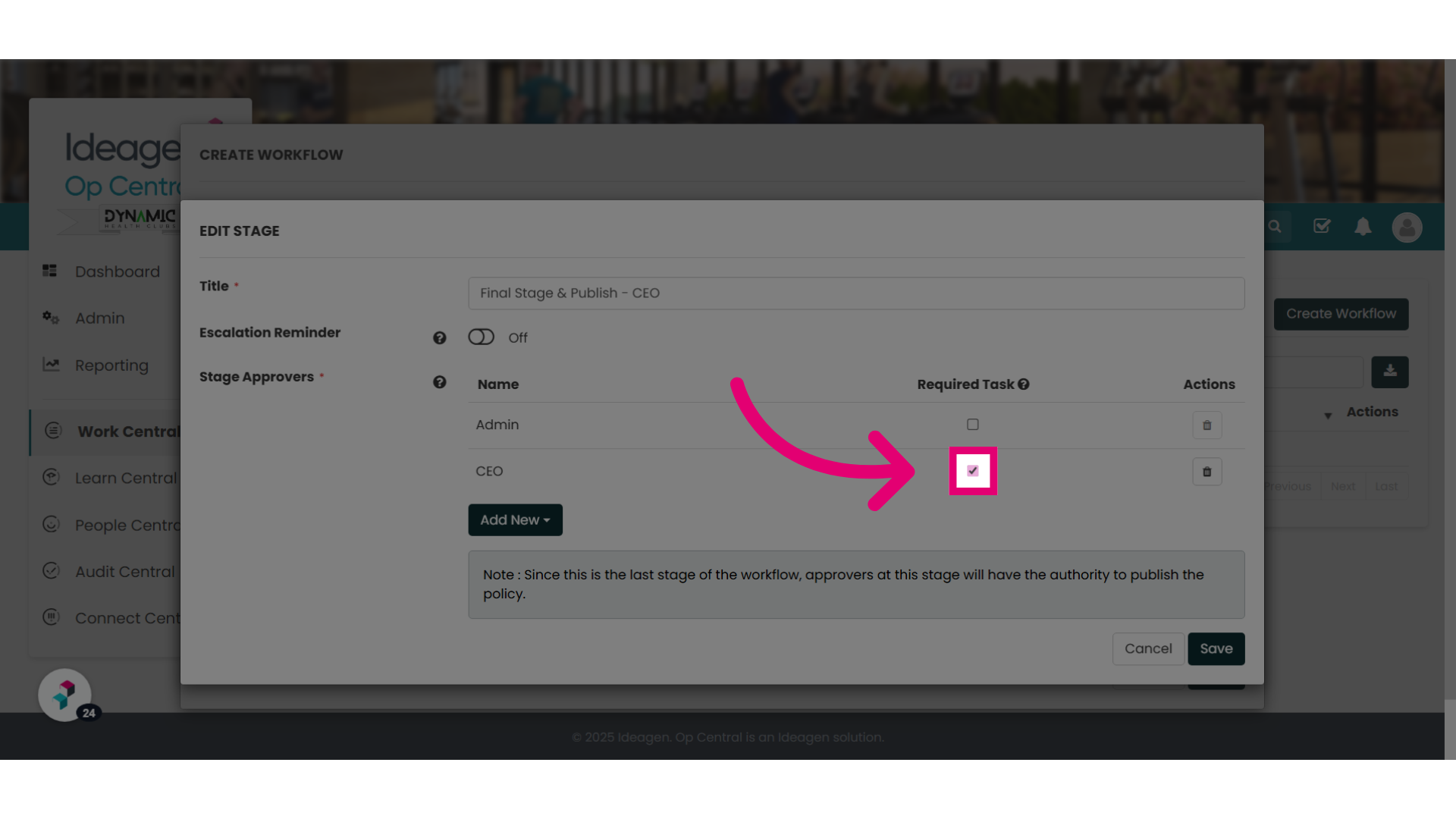 Check the Required Task box