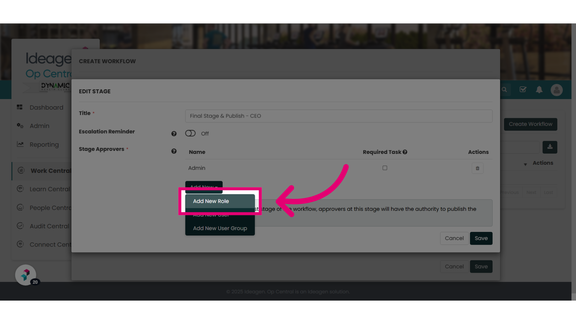 Example: 'Add New Role'