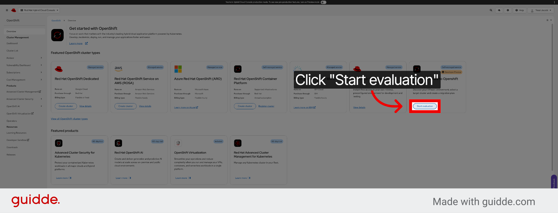 Click Start Evaluation