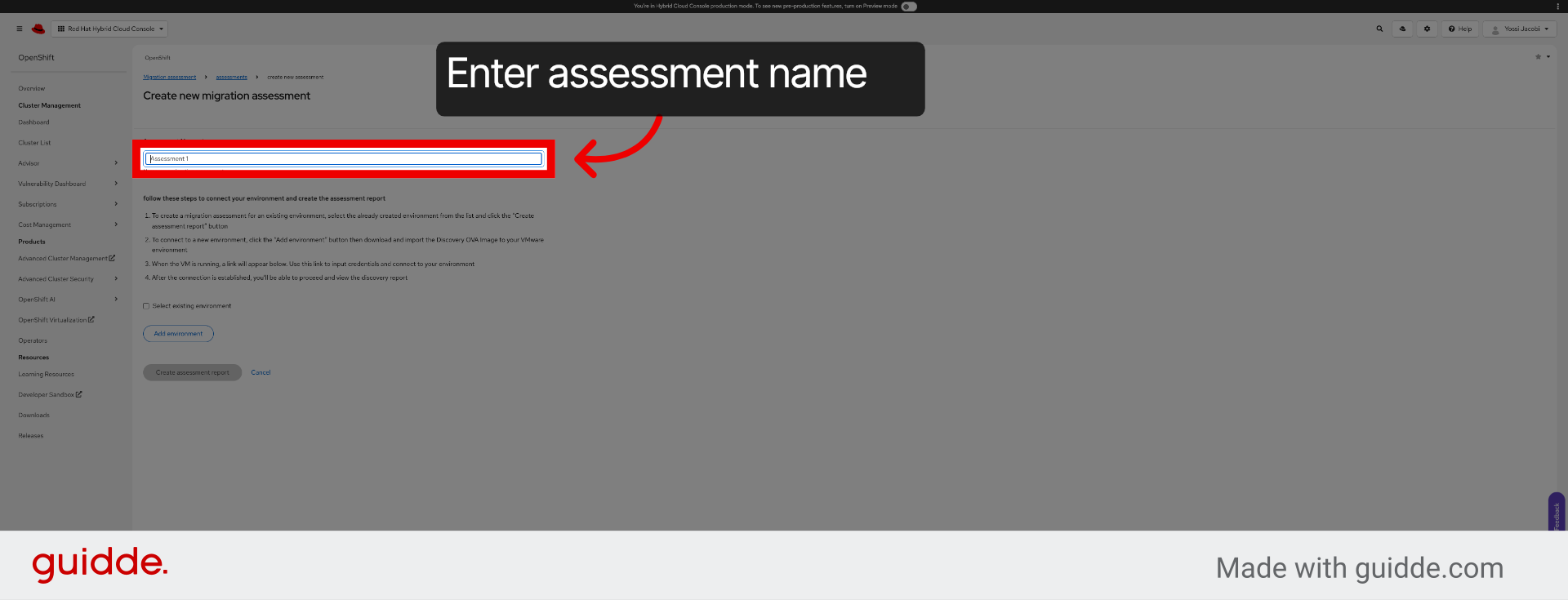Enter Assessment Name