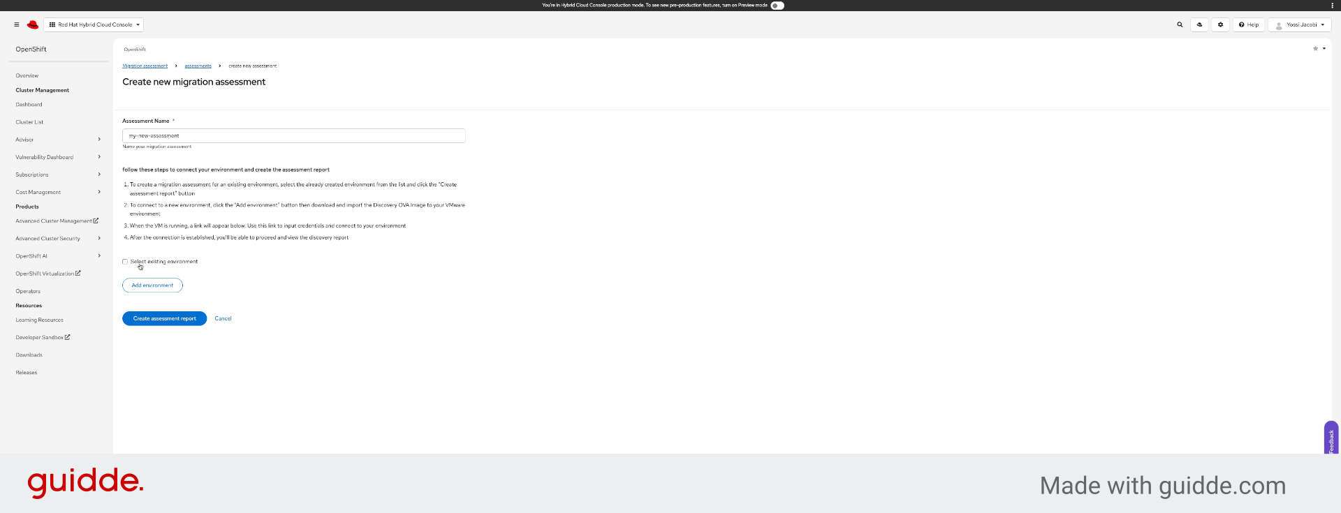 Choose Environment from List