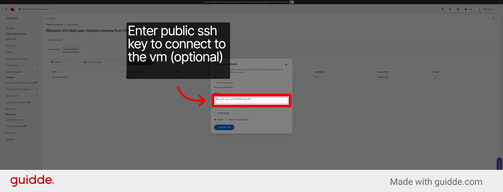 Select SSH Key Option