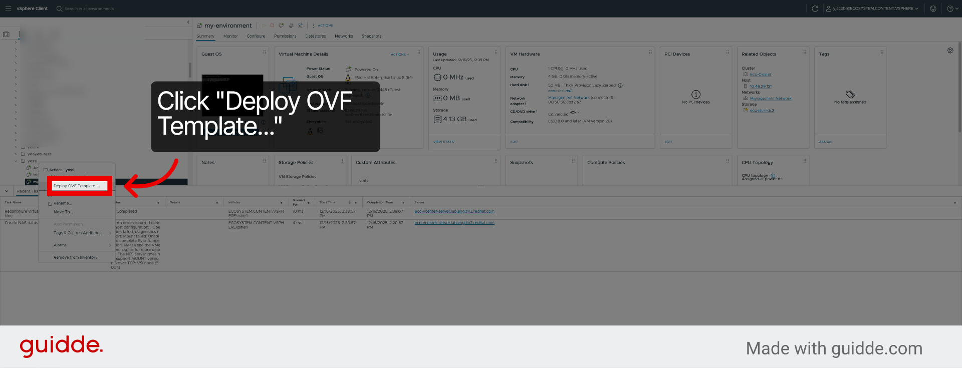 Start OVF Template Deployment