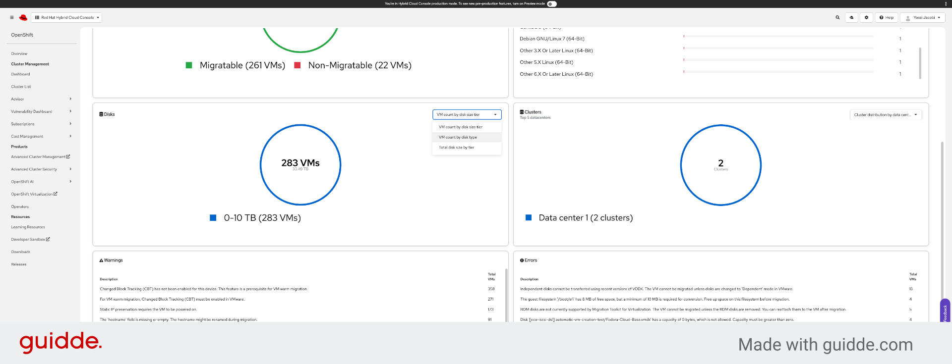 Click &lsquo;VM count by disk type&rsquo;