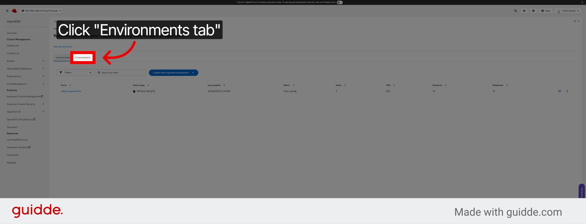 Navigate to Environments Tab