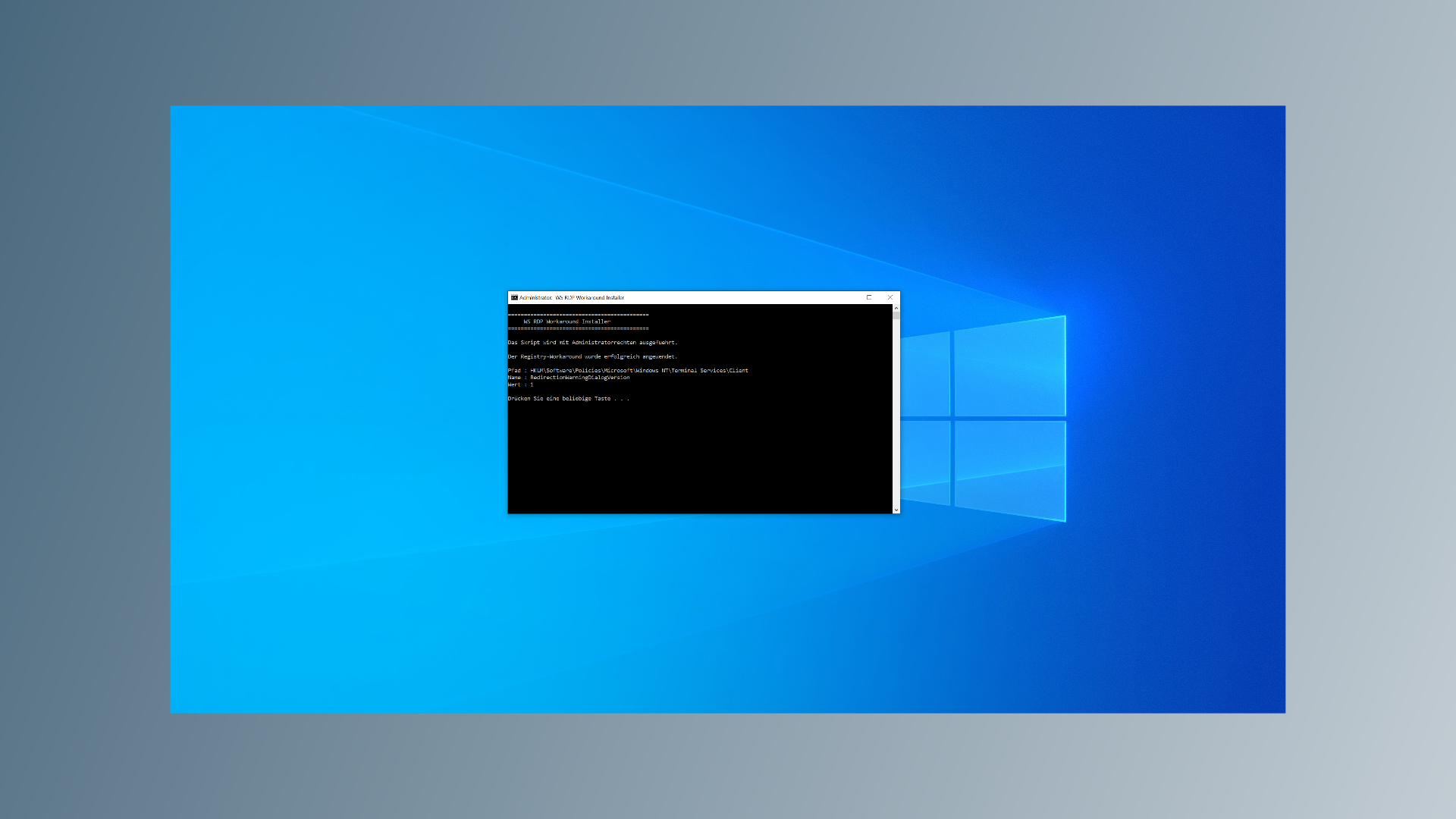 Erfolgreichen Registry Workaround erkennen